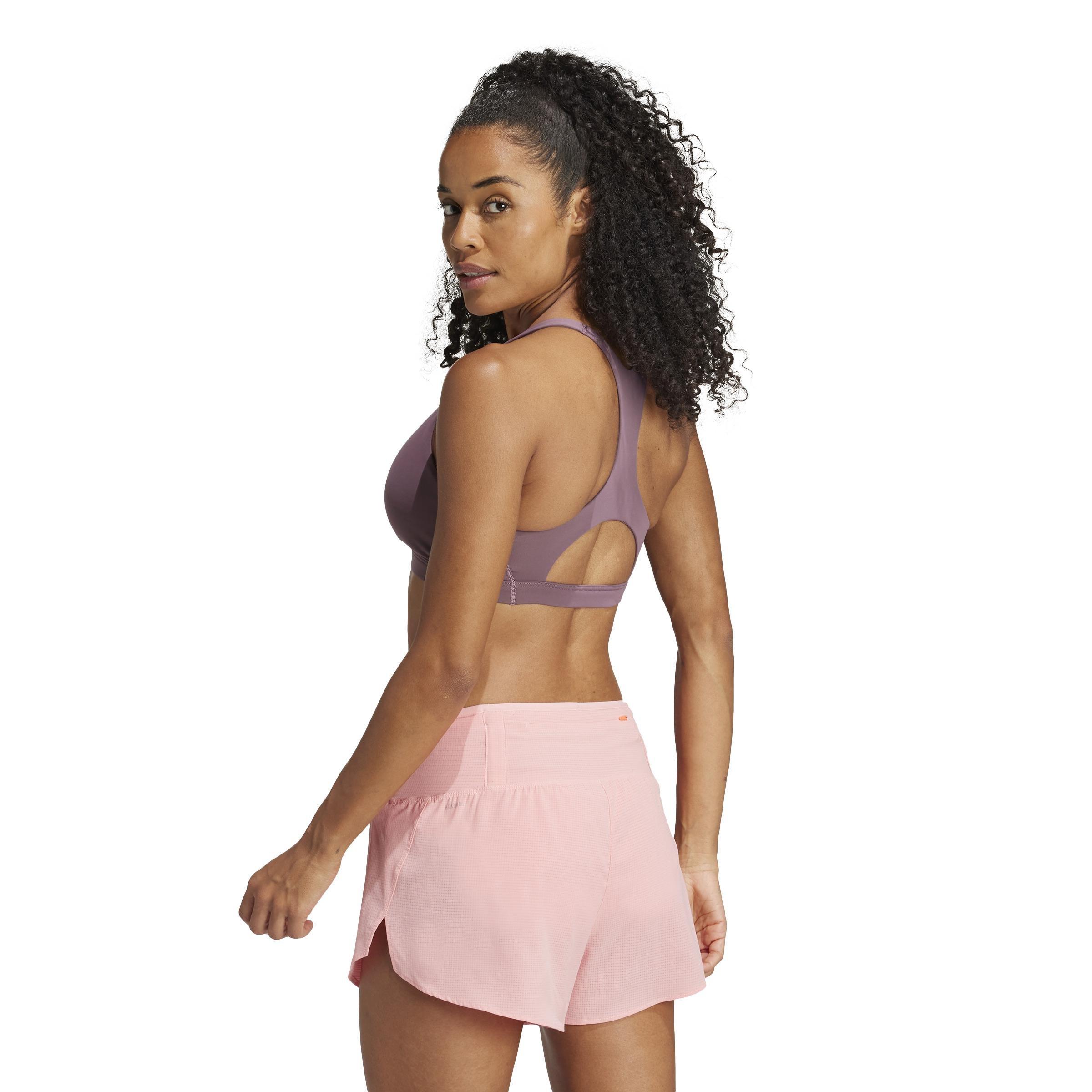 Women Adizero Essentials Run Medium-Support Bra, Purple, A701_ONE, large image number 3