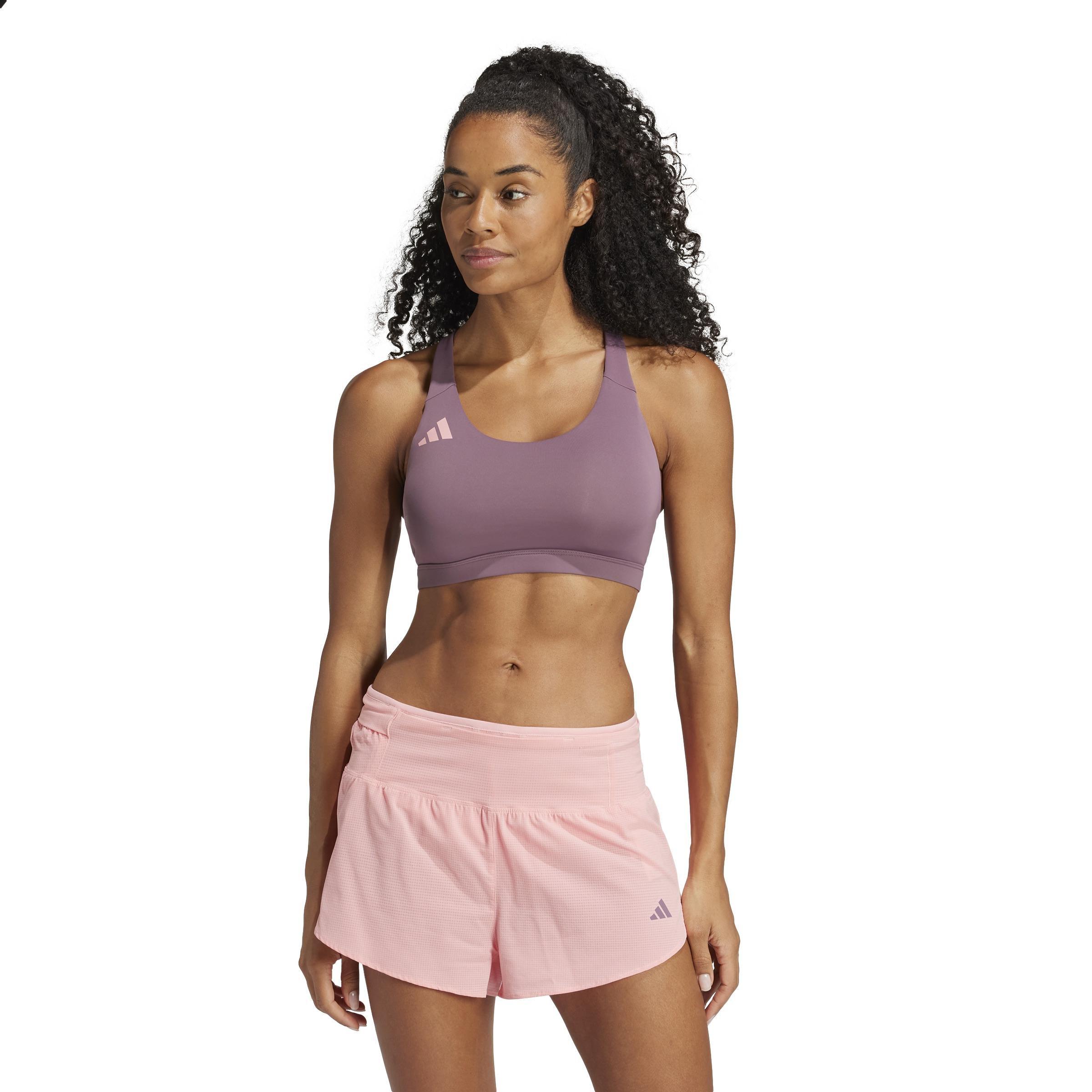 Women Adizero Essentials Run Medium-Support Bra, Purple, A701_ONE, large image number 7