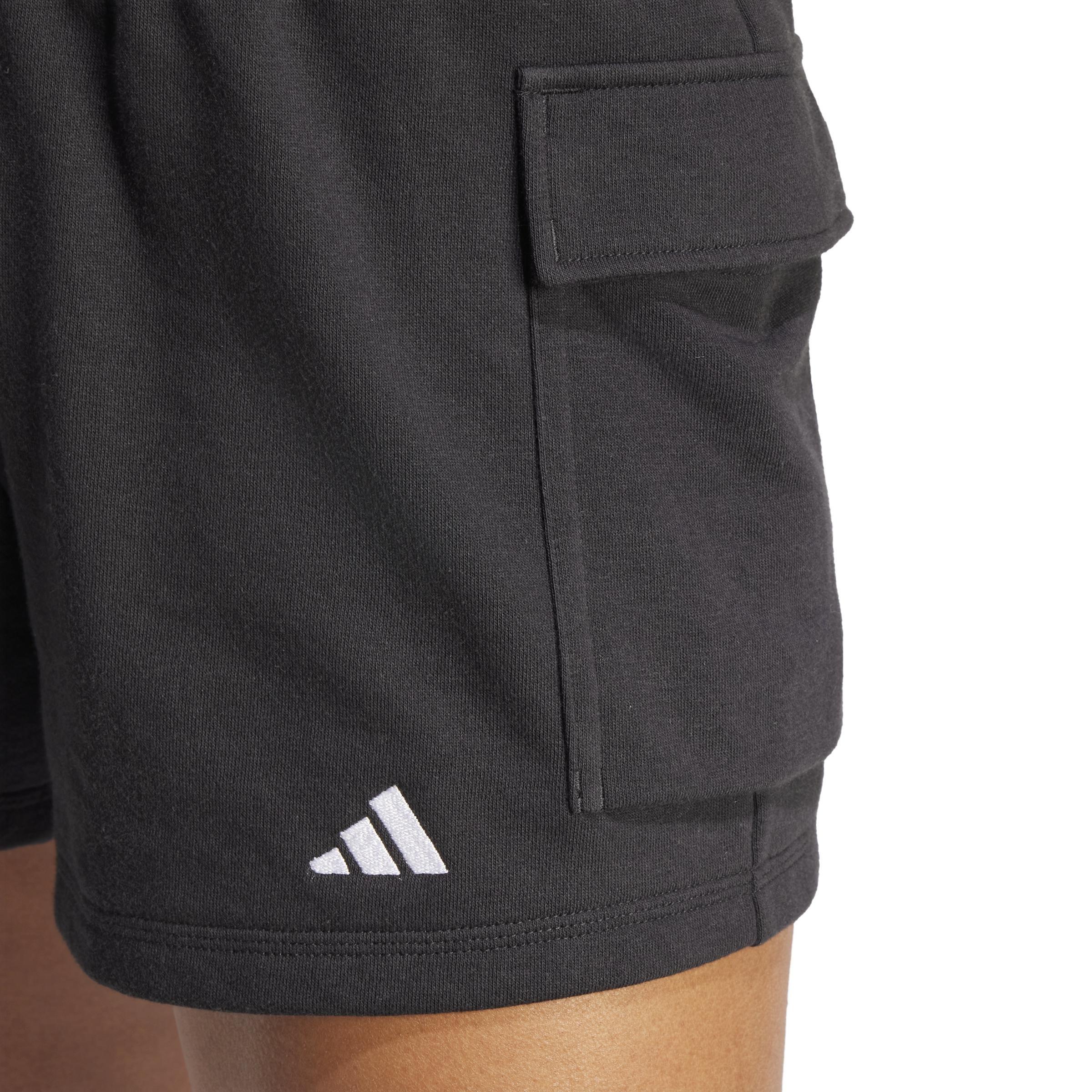 Essentials Small Logo French Terry Cargo Shorts, Black, A701_ONE, large image number 3