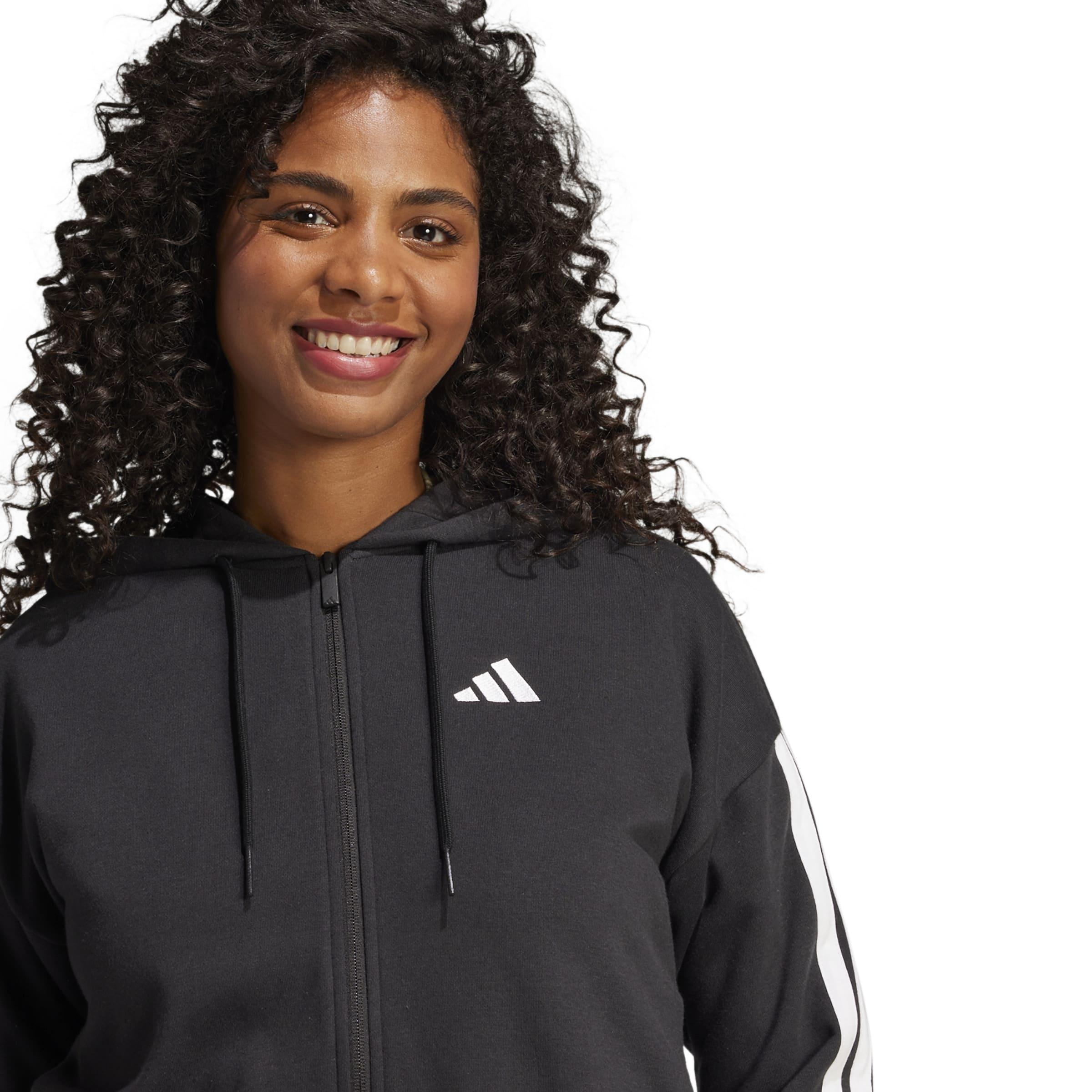 Essentials 3-Stripes French Terry Full-Zip Hoodie, Black, A701_ONE, large image number 4