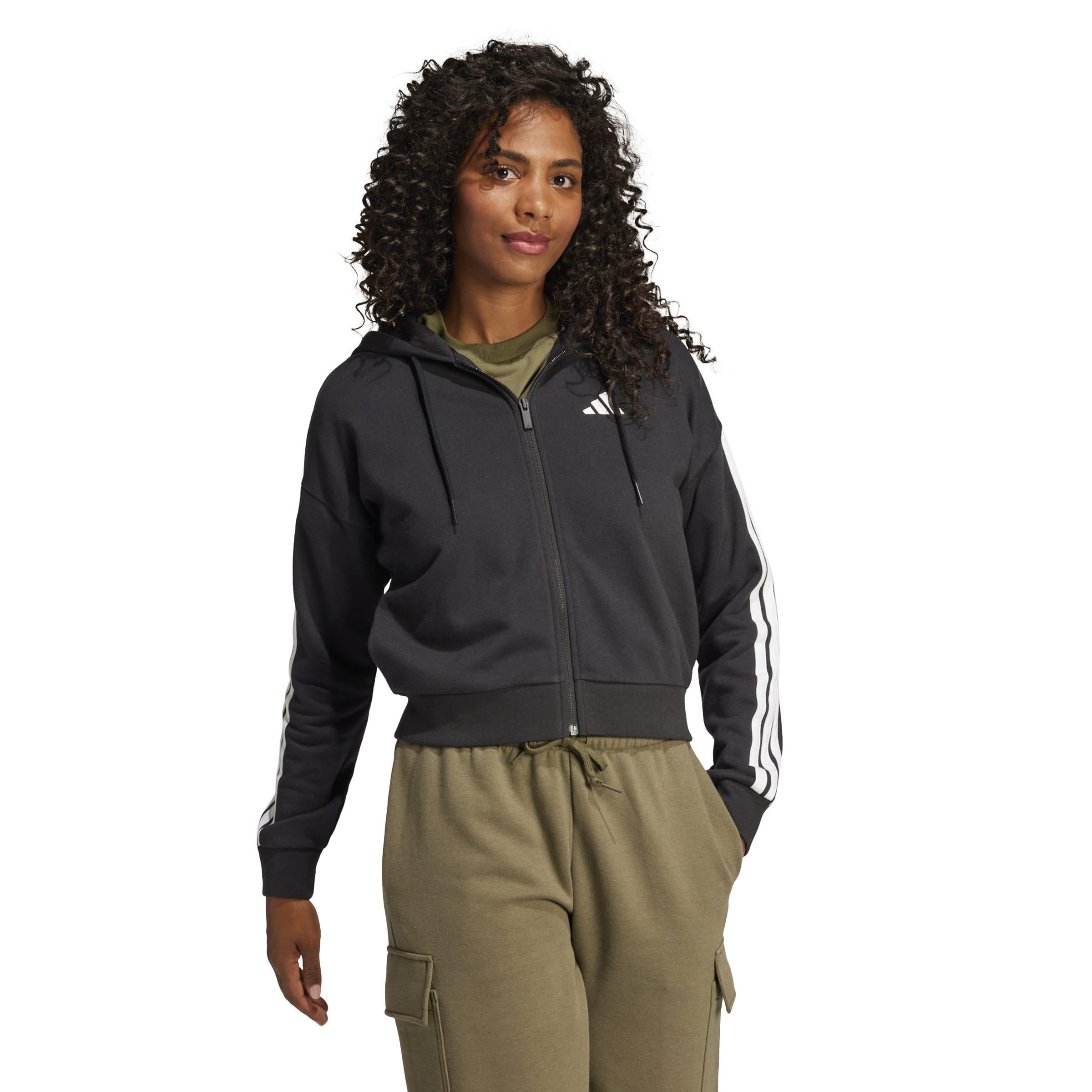 Essentials 3-Stripes French Terry Full-Zip Hoodie, Black, A701_ONE, large image number 8