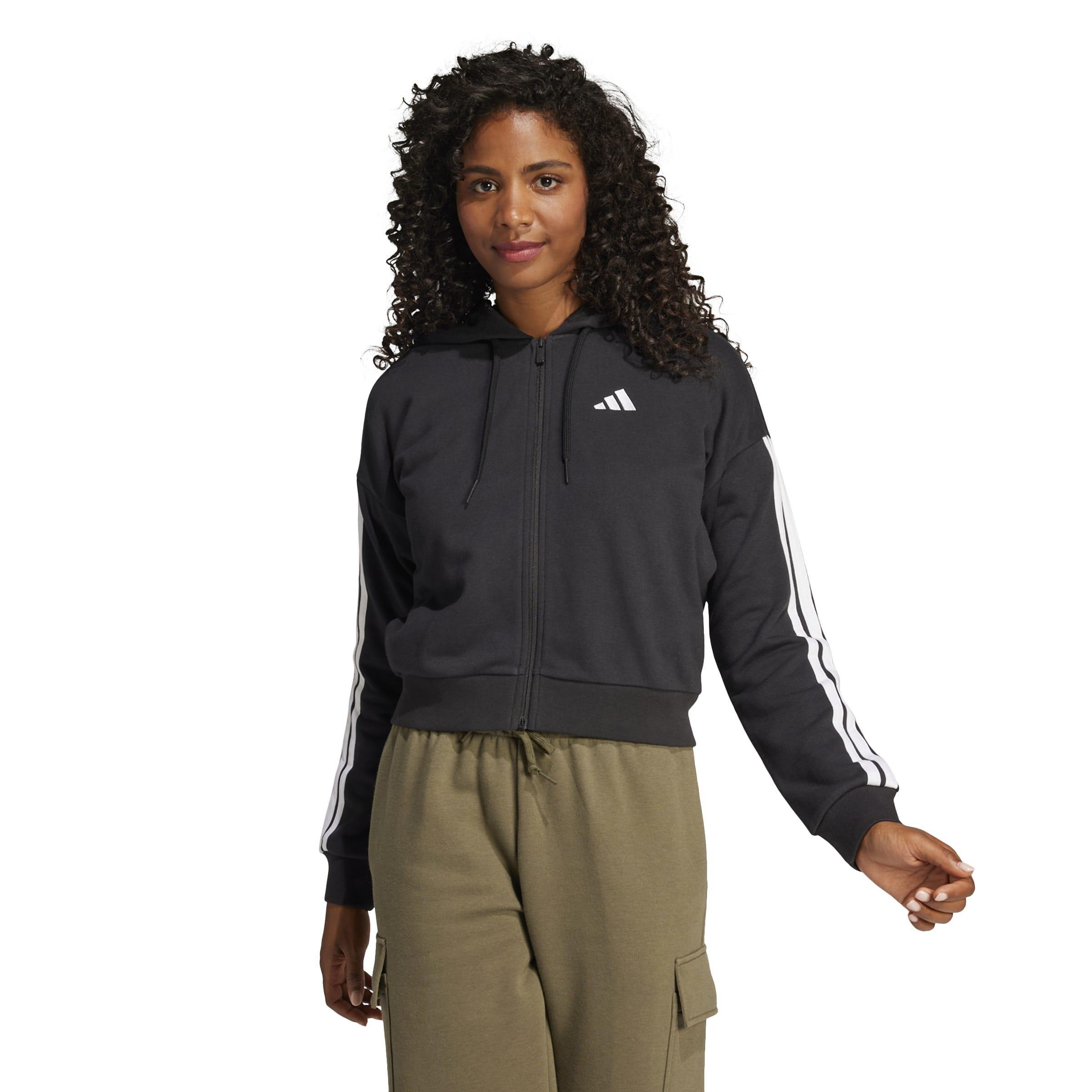 Essentials 3-Stripes French Terry Full-Zip Hoodie, Black, A701_ONE, large image number 9