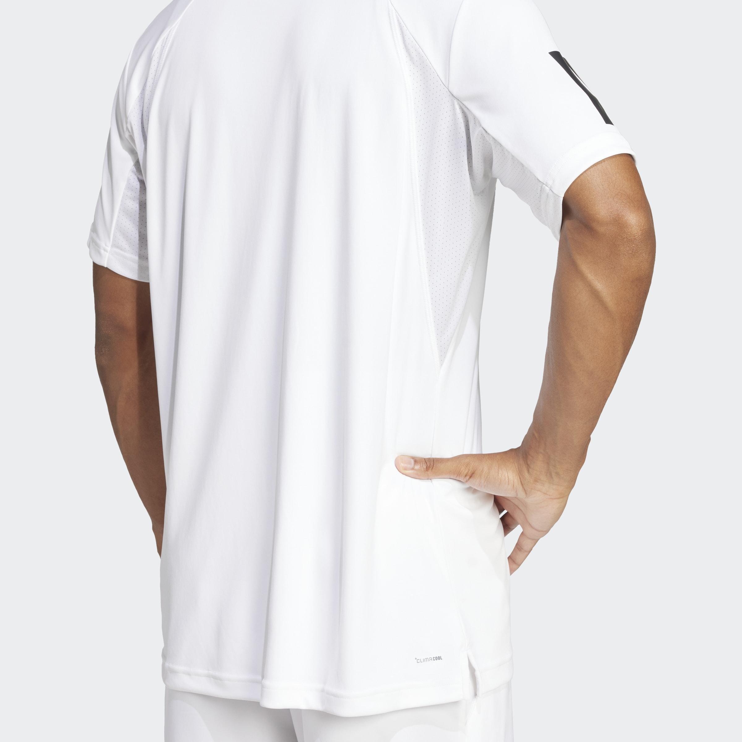 Club Tennis Climacool 3-Stripes T-Shirt, White, A701_ONE, large image number 4