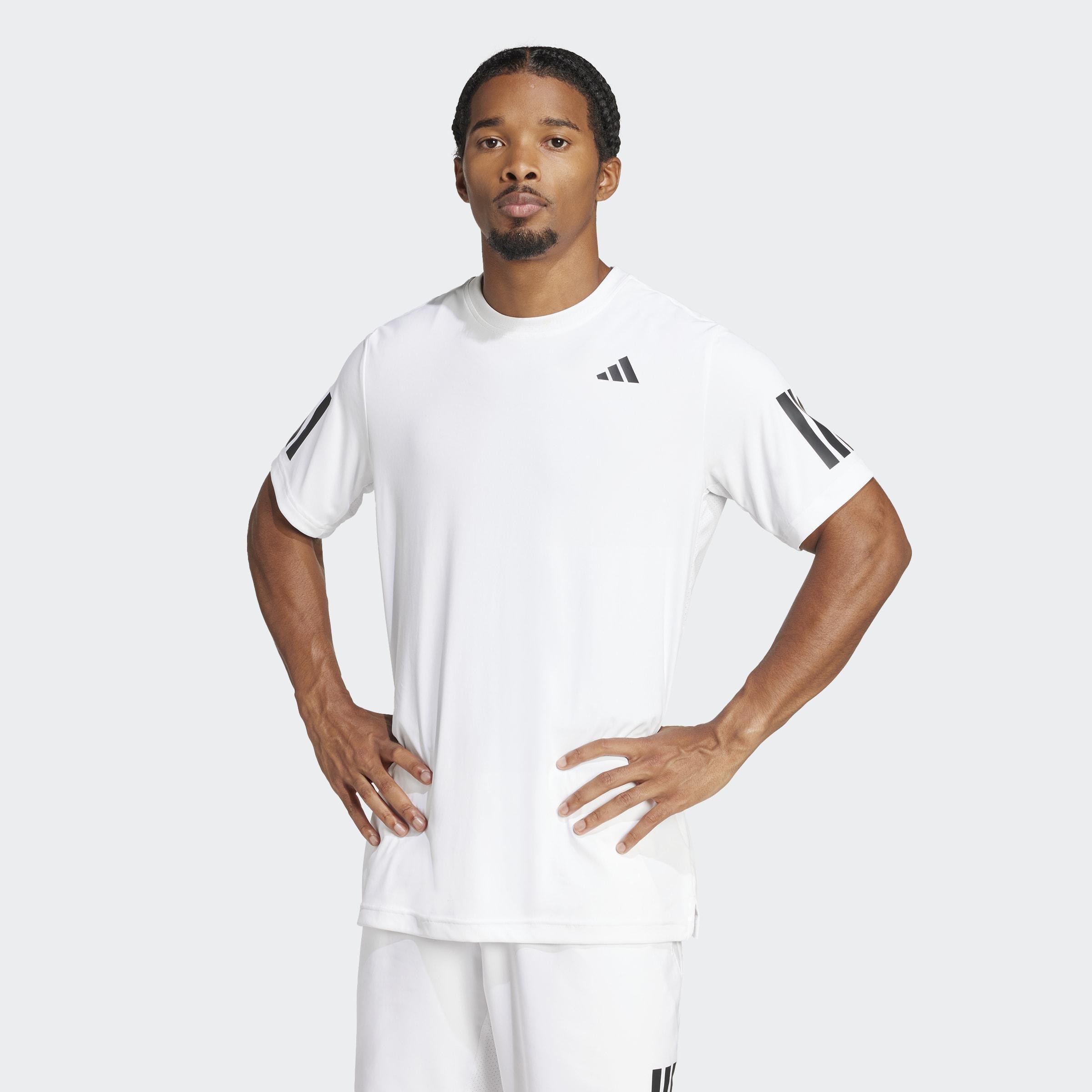 Club Tennis Climacool 3-Stripes T-Shirt, White, A701_ONE, large image number 6