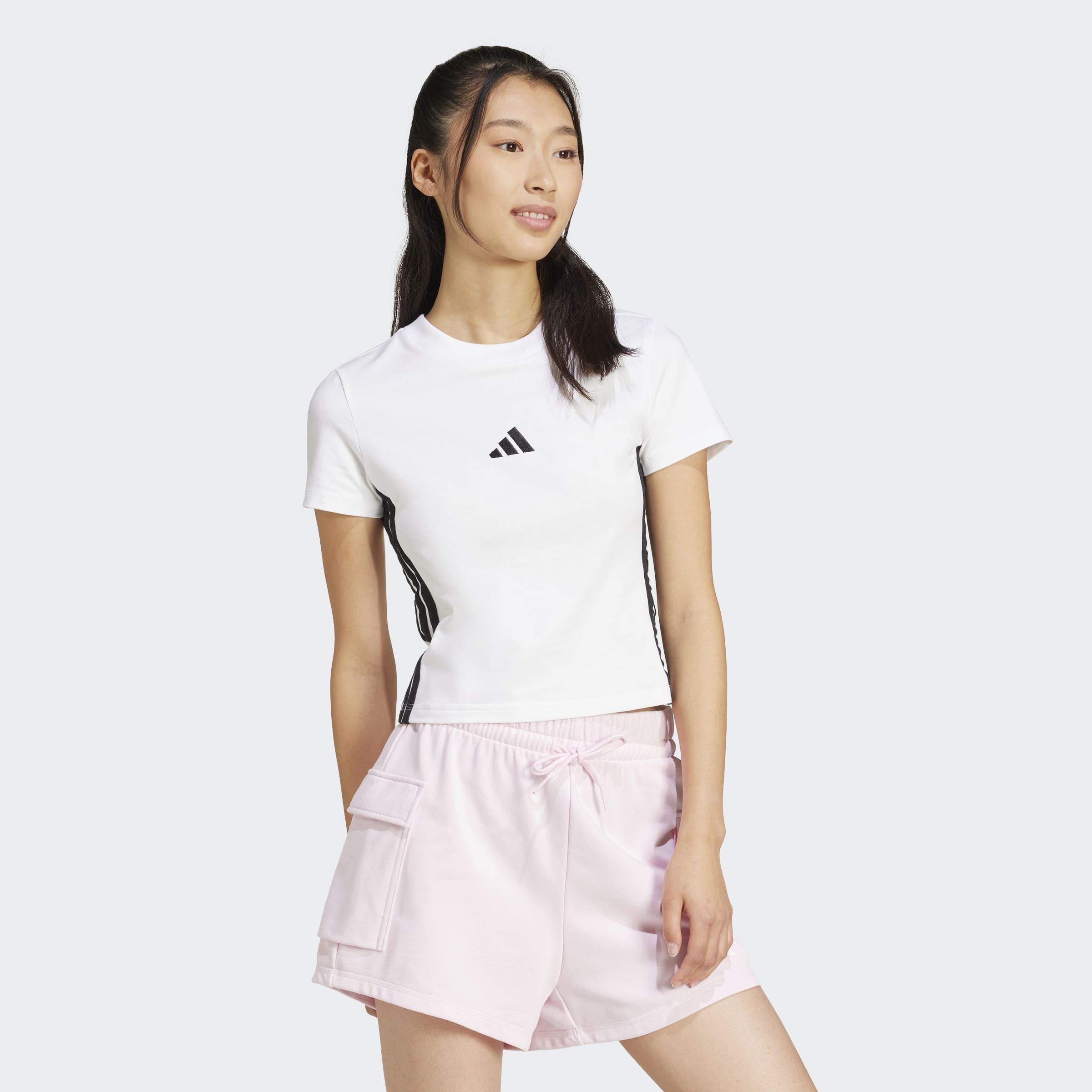 Essentials 3-Stripes Slim Baby T-Shirt, White, A701_ONE, large image number 4