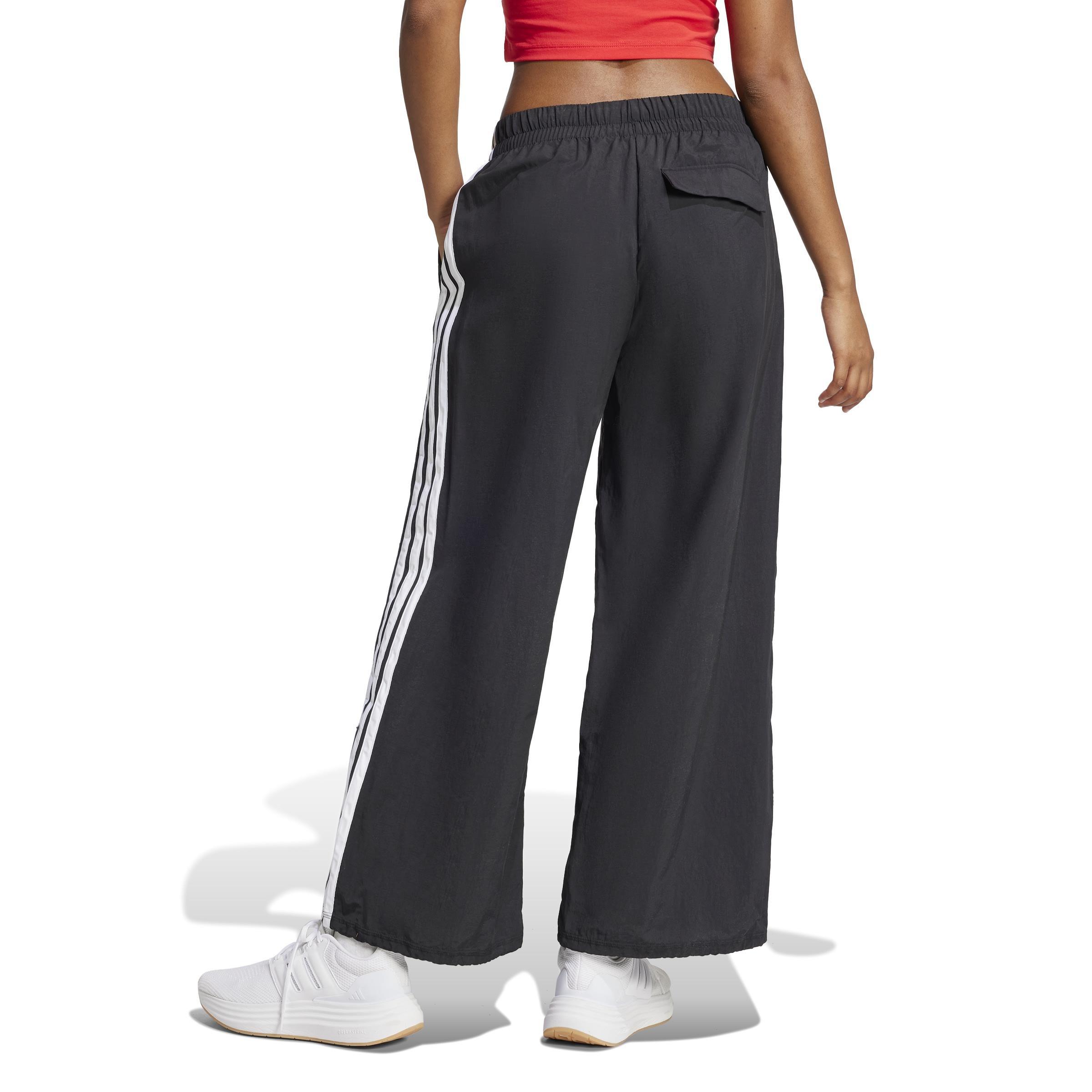 Essentials 3-Stripes Lifestyle Woven Parachute Tracksuit Bottoms, Black, , large image number 1