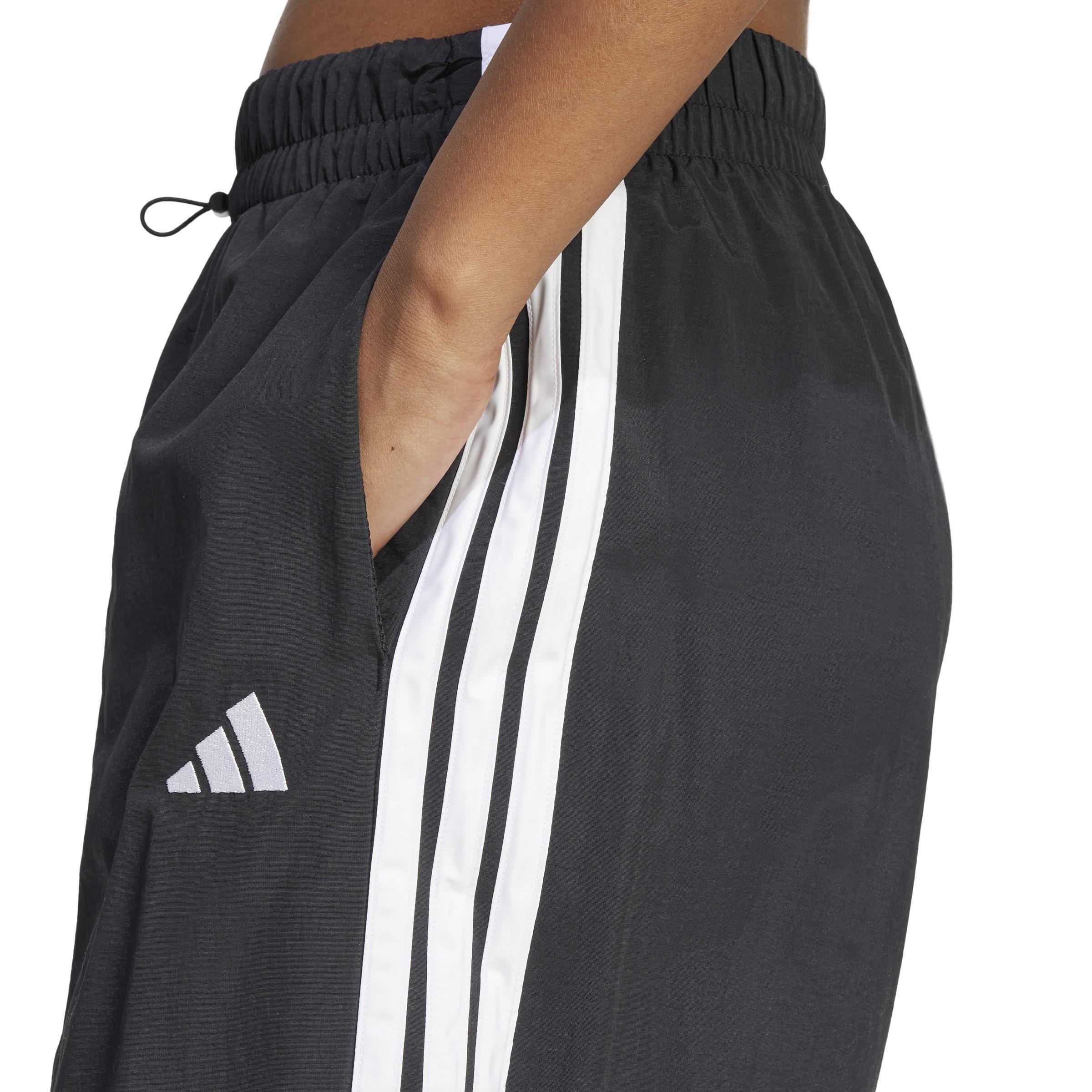 Essentials 3-Stripes Lifestyle Woven Parachute Tracksuit Bottoms, Black, , large image number 3