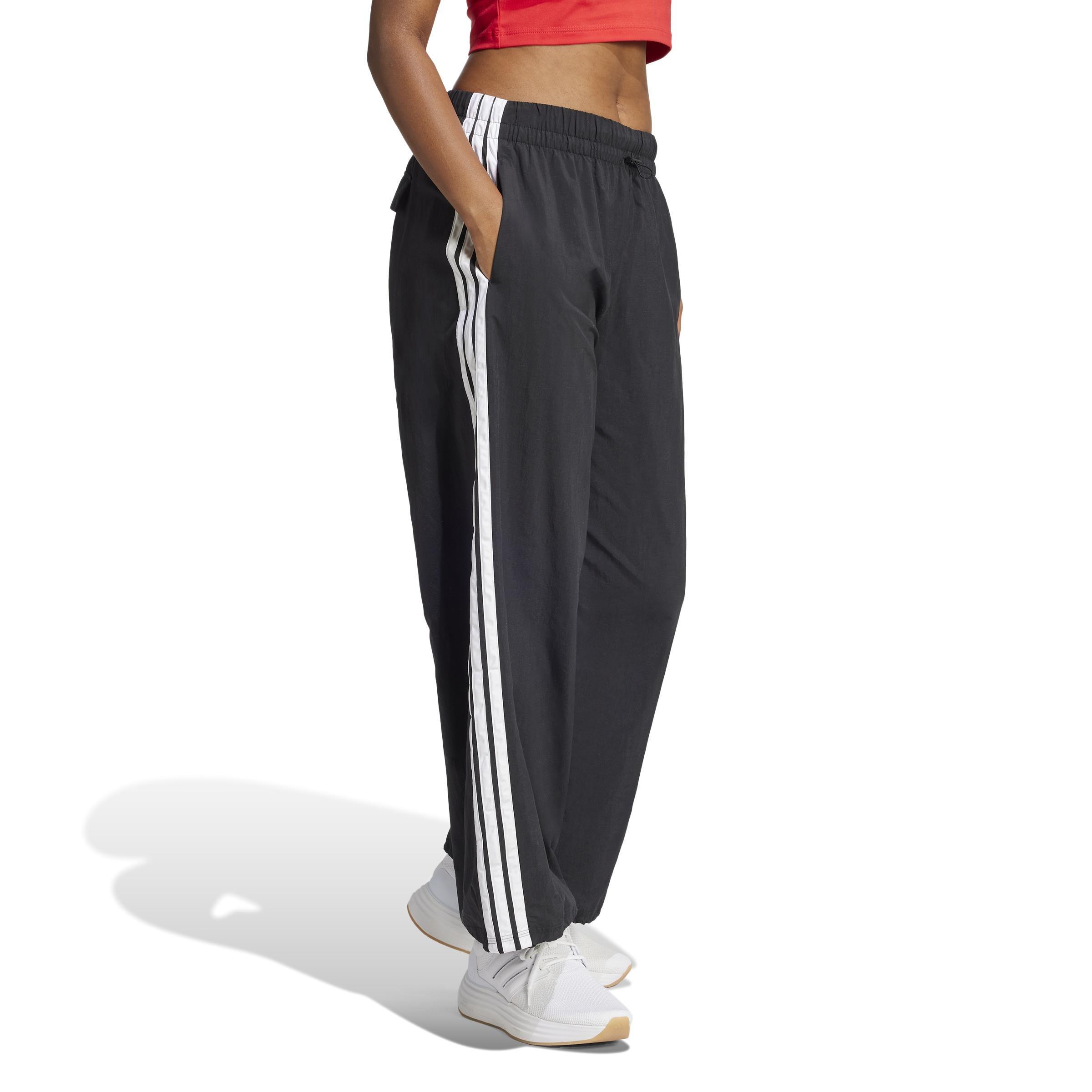 Essentials 3-Stripes Lifestyle Woven Parachute Tracksuit Bottoms, Black, , large image number 4