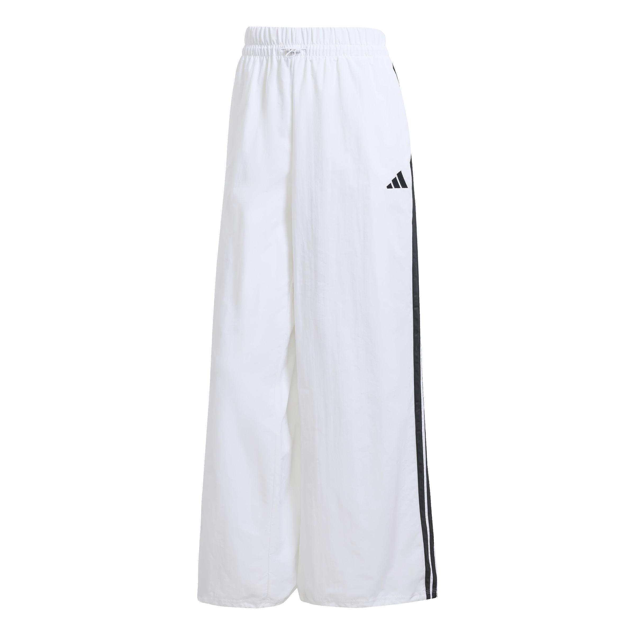 Essentials 3-Stripes Lifestyle Woven Parachute Tracksuit Bottoms, White, A701_ONE, large image number 0