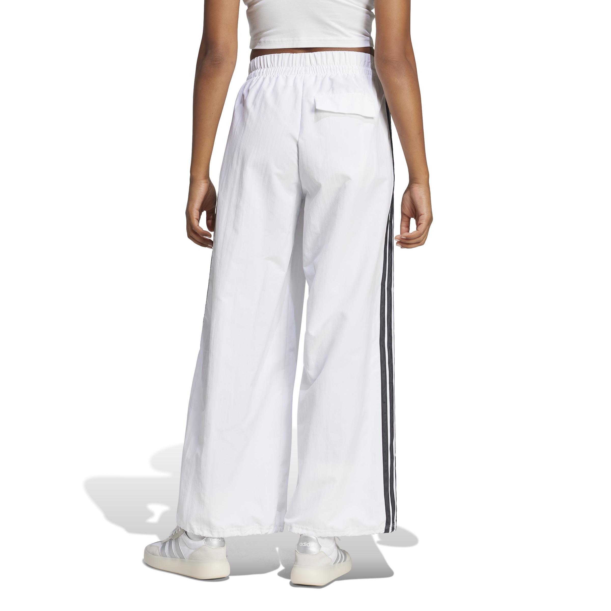 Essentials 3-Stripes Lifestyle Woven Parachute Tracksuit Bottoms, White, , large image number 1