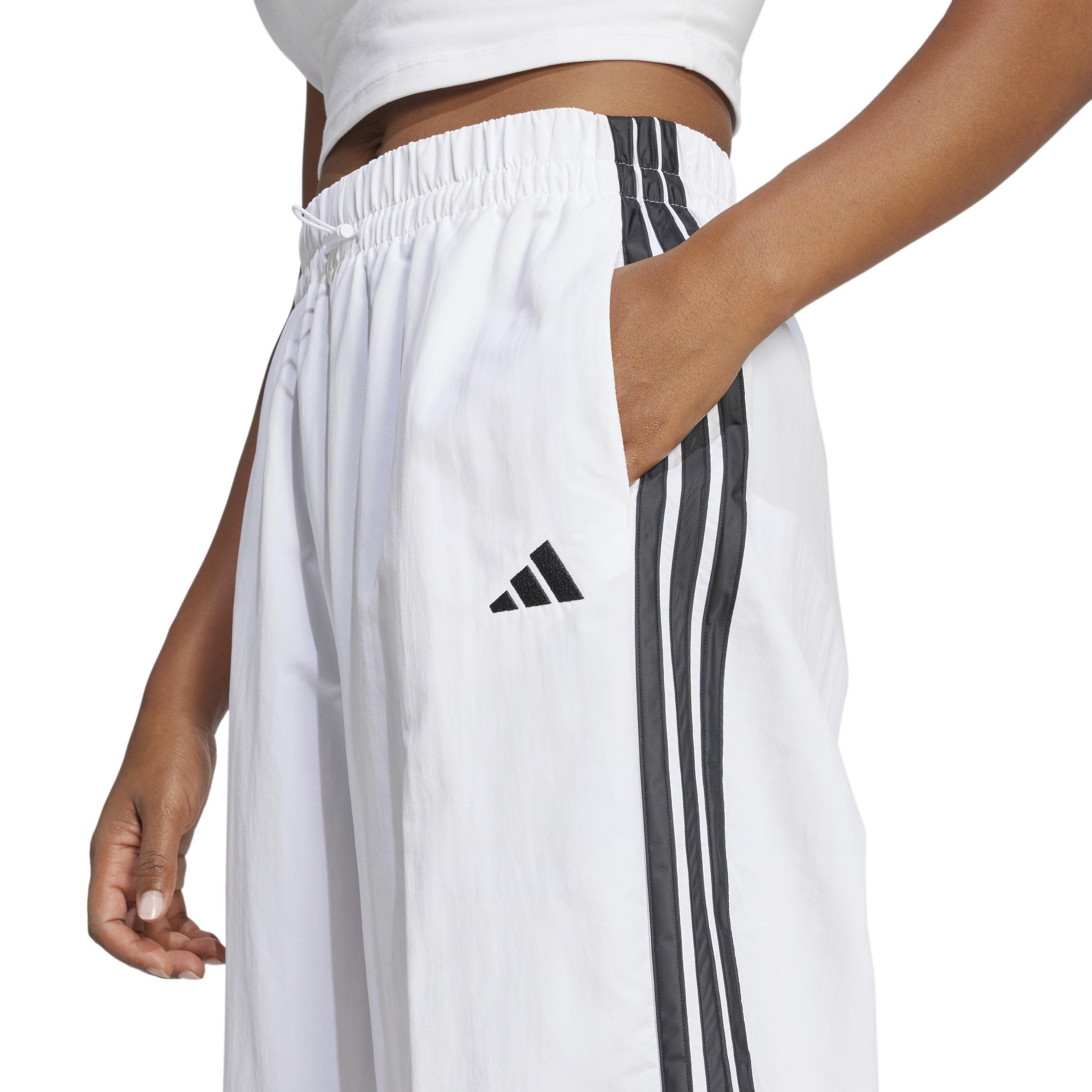 Essentials 3-Stripes Lifestyle Woven Parachute Tracksuit Bottoms, White, A701_ONE, large image number 2