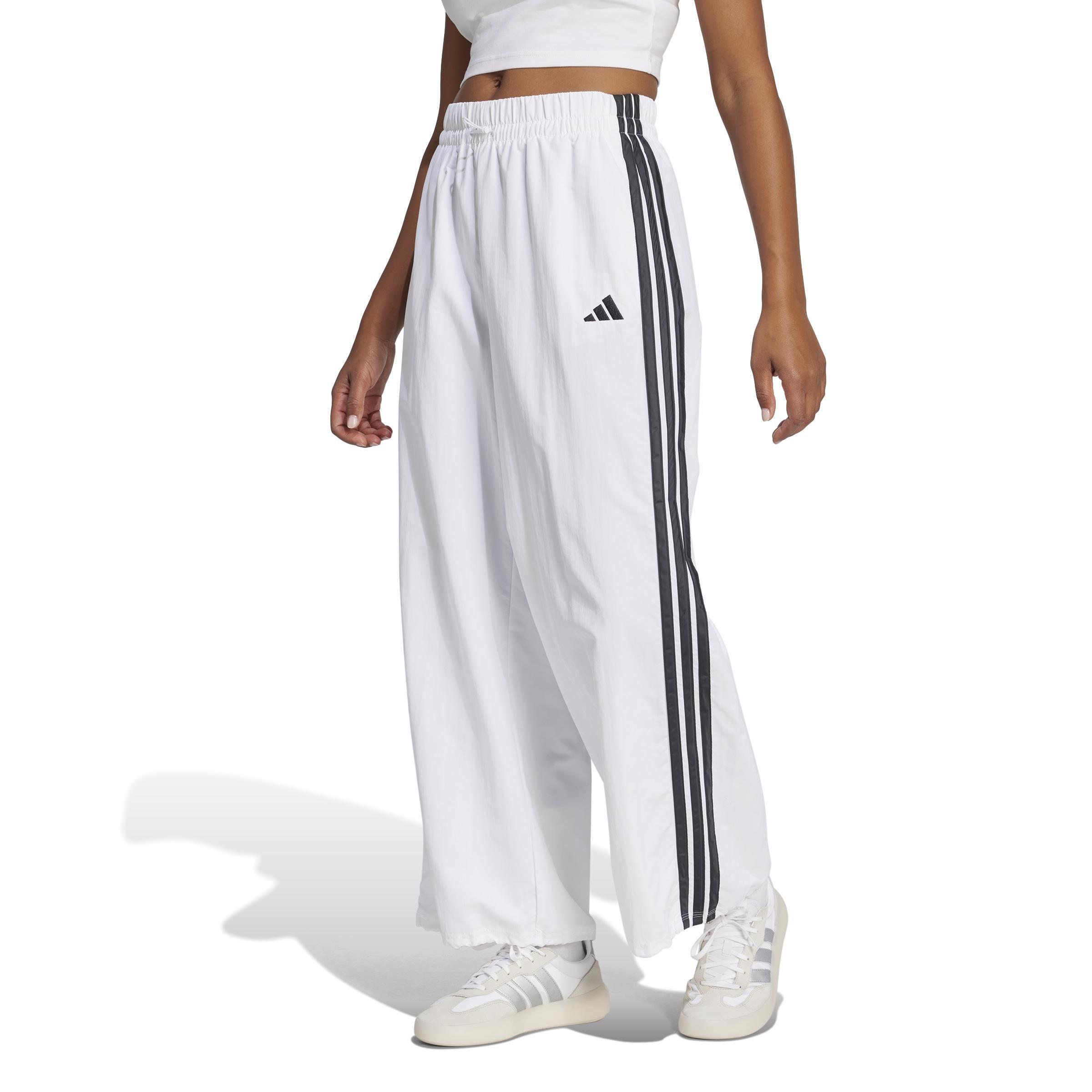 Essentials 3-Stripes Lifestyle Woven Parachute Tracksuit Bottoms, White, A701_ONE, large image number 12