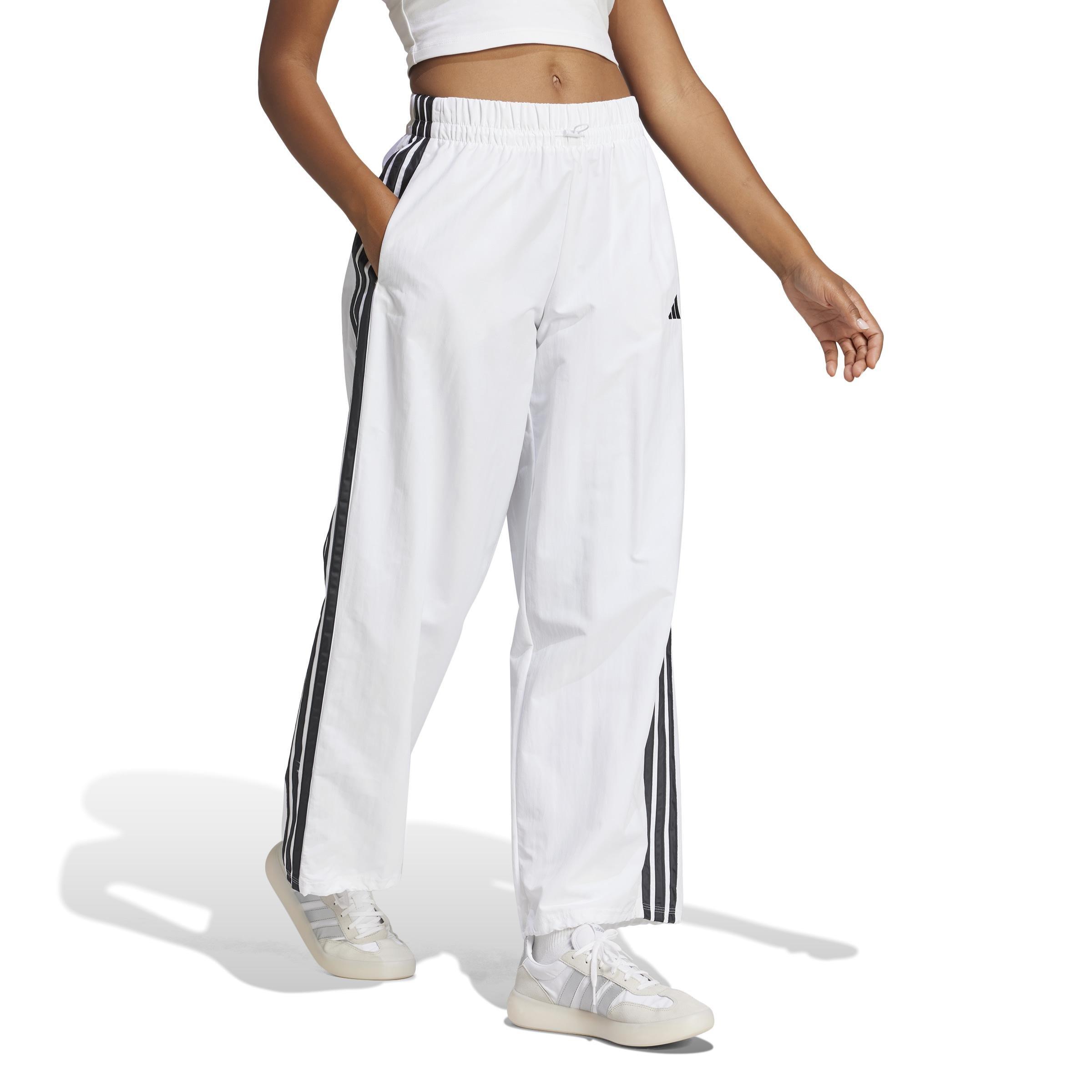 Essentials 3-Stripes Lifestyle Woven Parachute Tracksuit Bottoms, White, A701_ONE, large image number 13