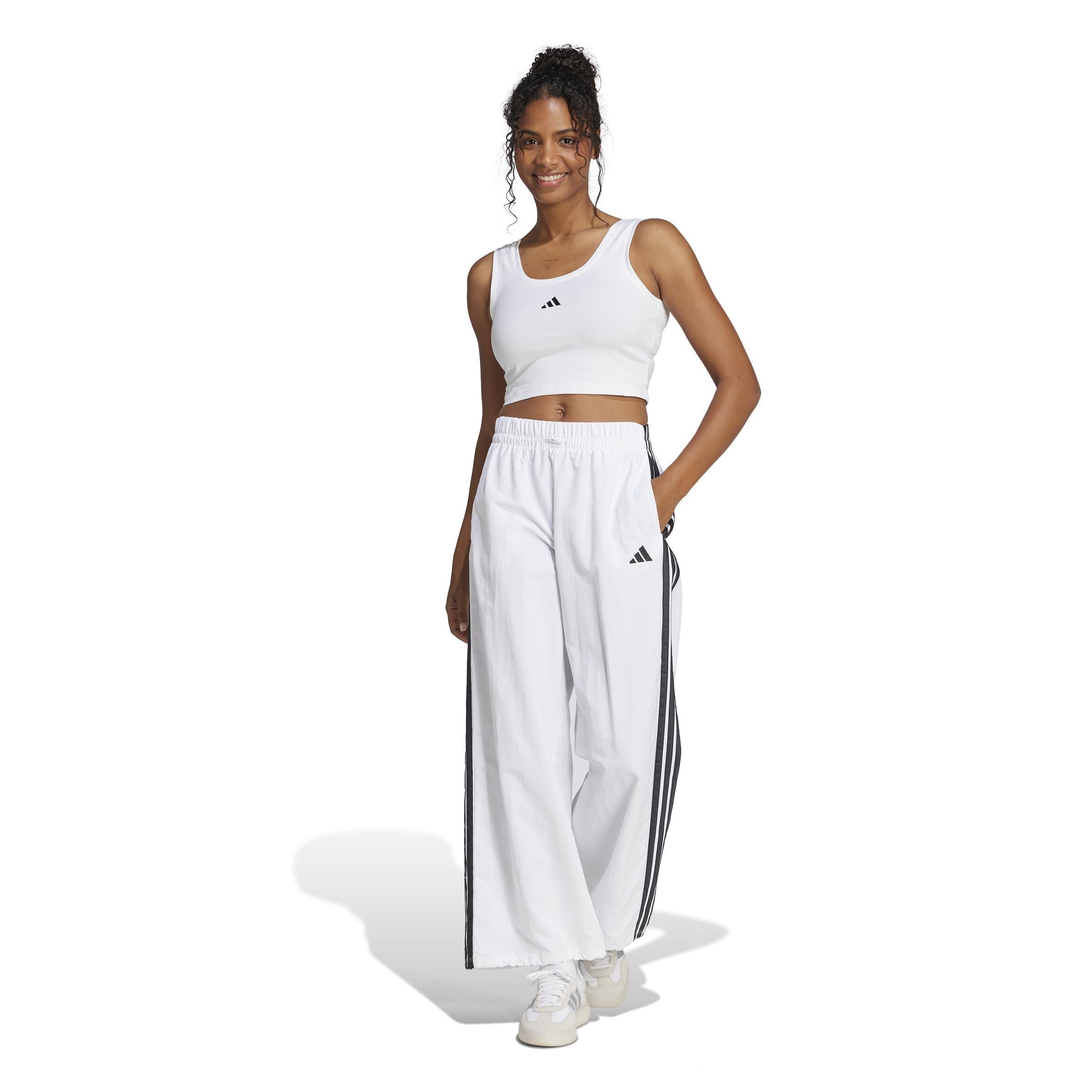 Essentials 3-Stripes Lifestyle Woven Parachute Tracksuit Bottoms, White, A701_ONE, large image number 14