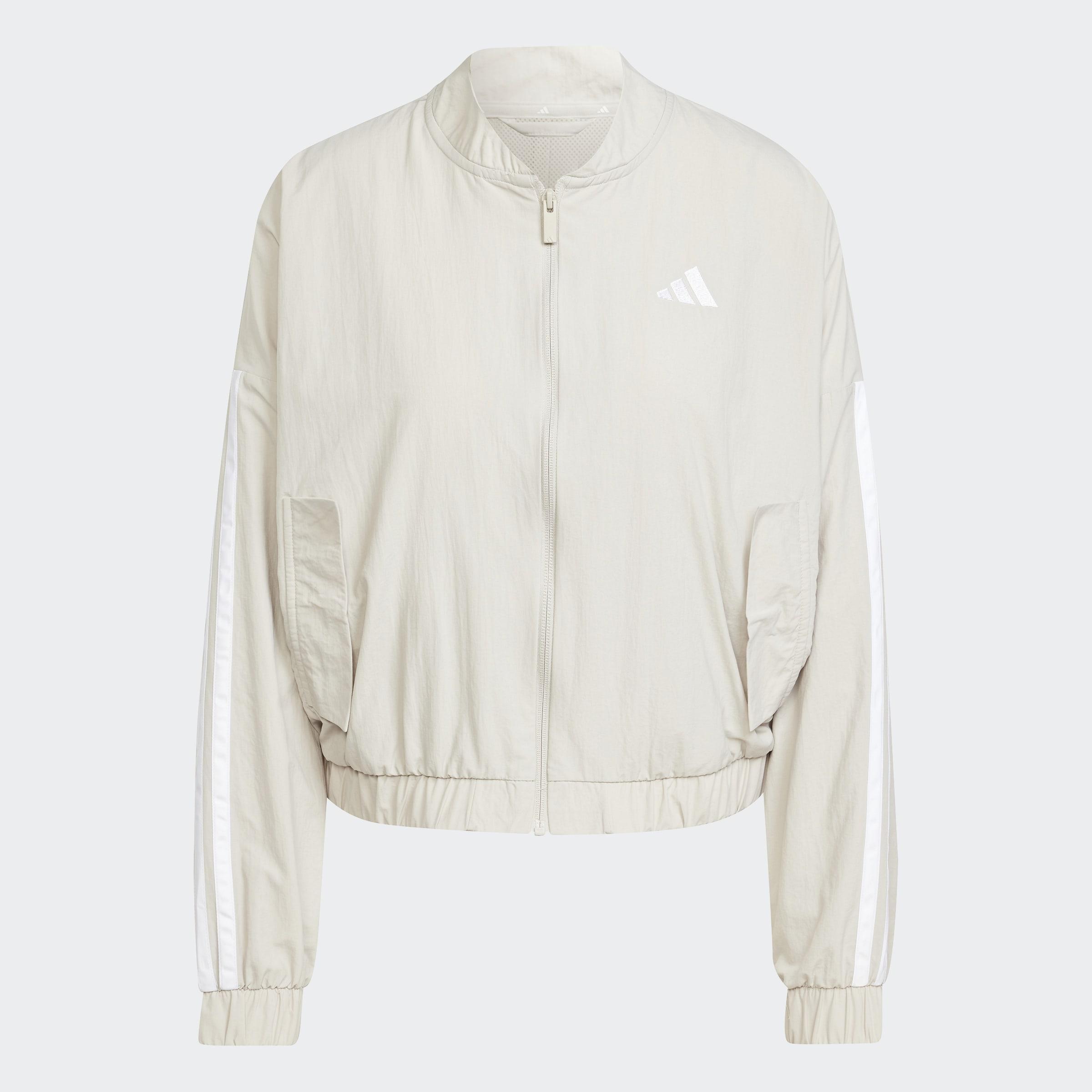 Essentials 3-Stripes Lifestyle Woven Bomber Jacket, Beige, A701_ONE, large image number 0