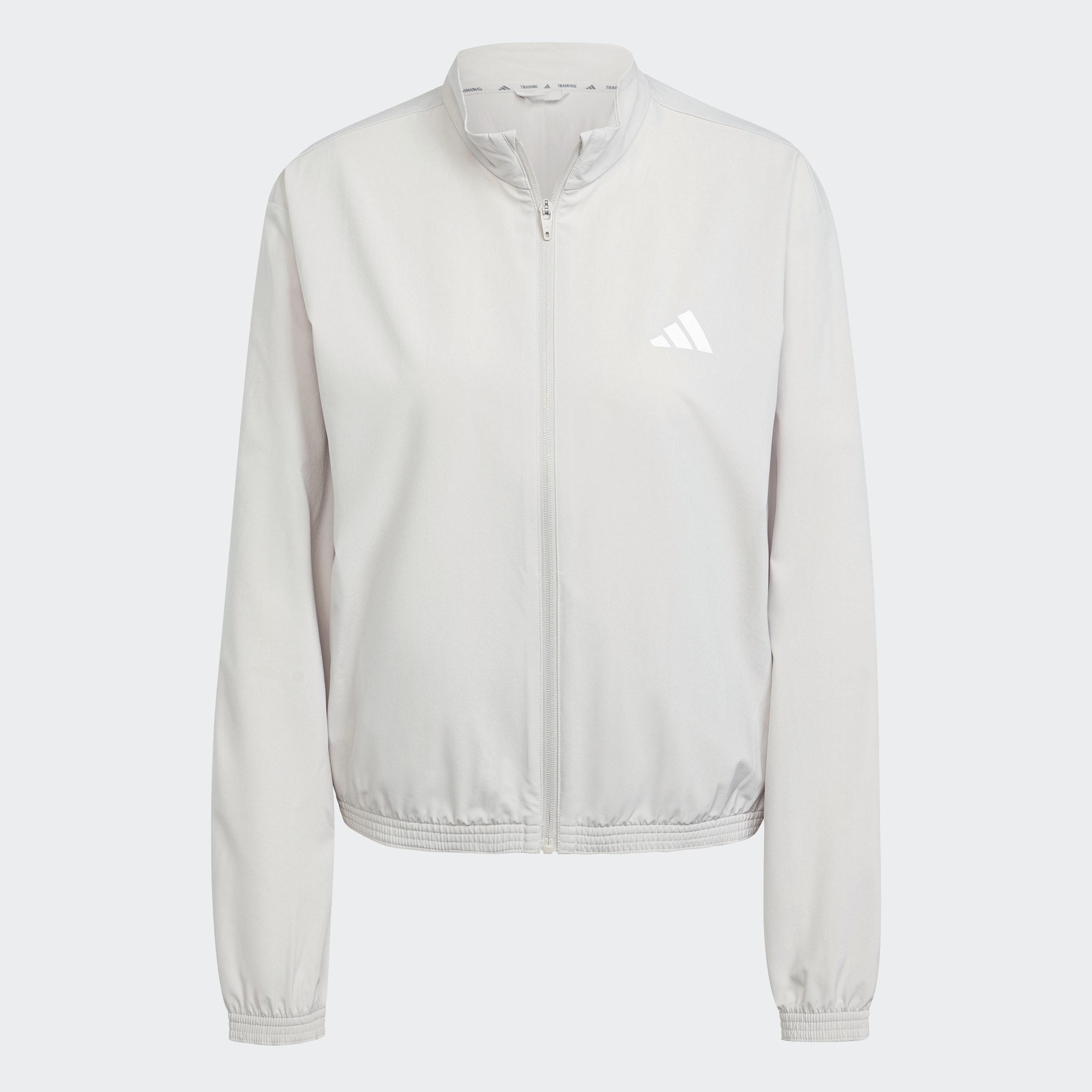 Train Essentials 3-Stripes Woven Warm-Up Jacket, Grey