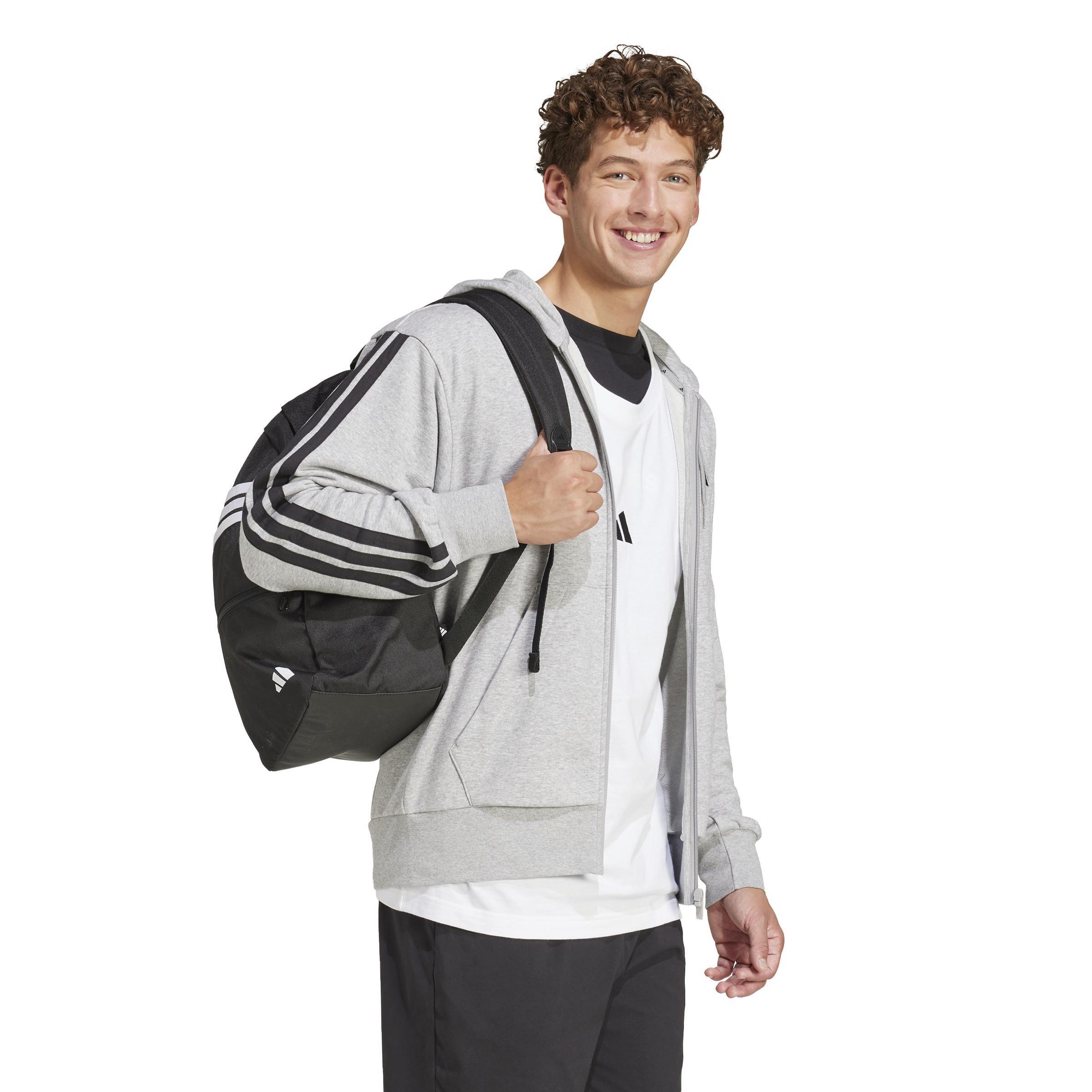 Essentials 3-Stripes French Terry Full-Zip Hoodie, Grey, , large image number 9