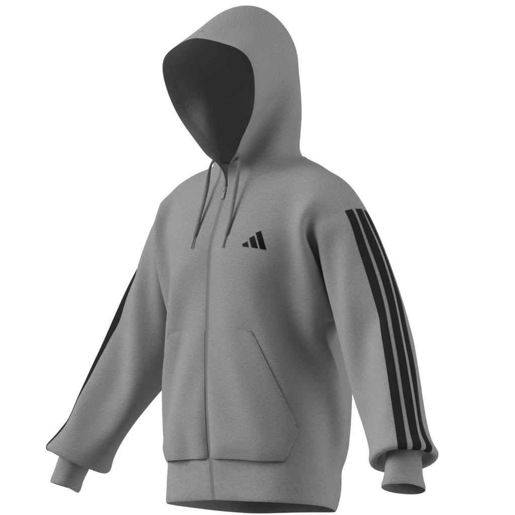 Essentials 3-Stripes French Terry Full-Zip Hoodie, Grey, , large image number 11