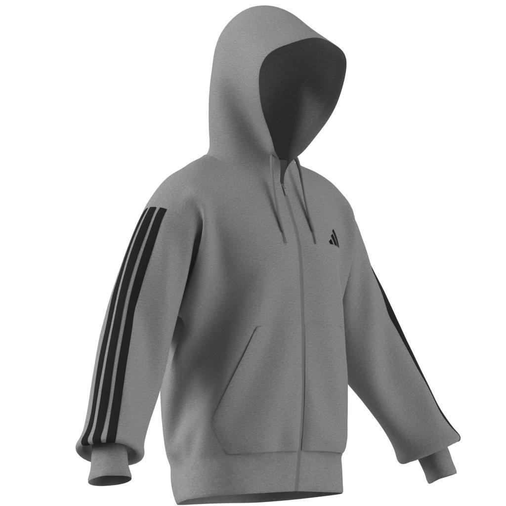 Essentials 3-Stripes French Terry Full-Zip Hoodie, Grey, , large image number 14