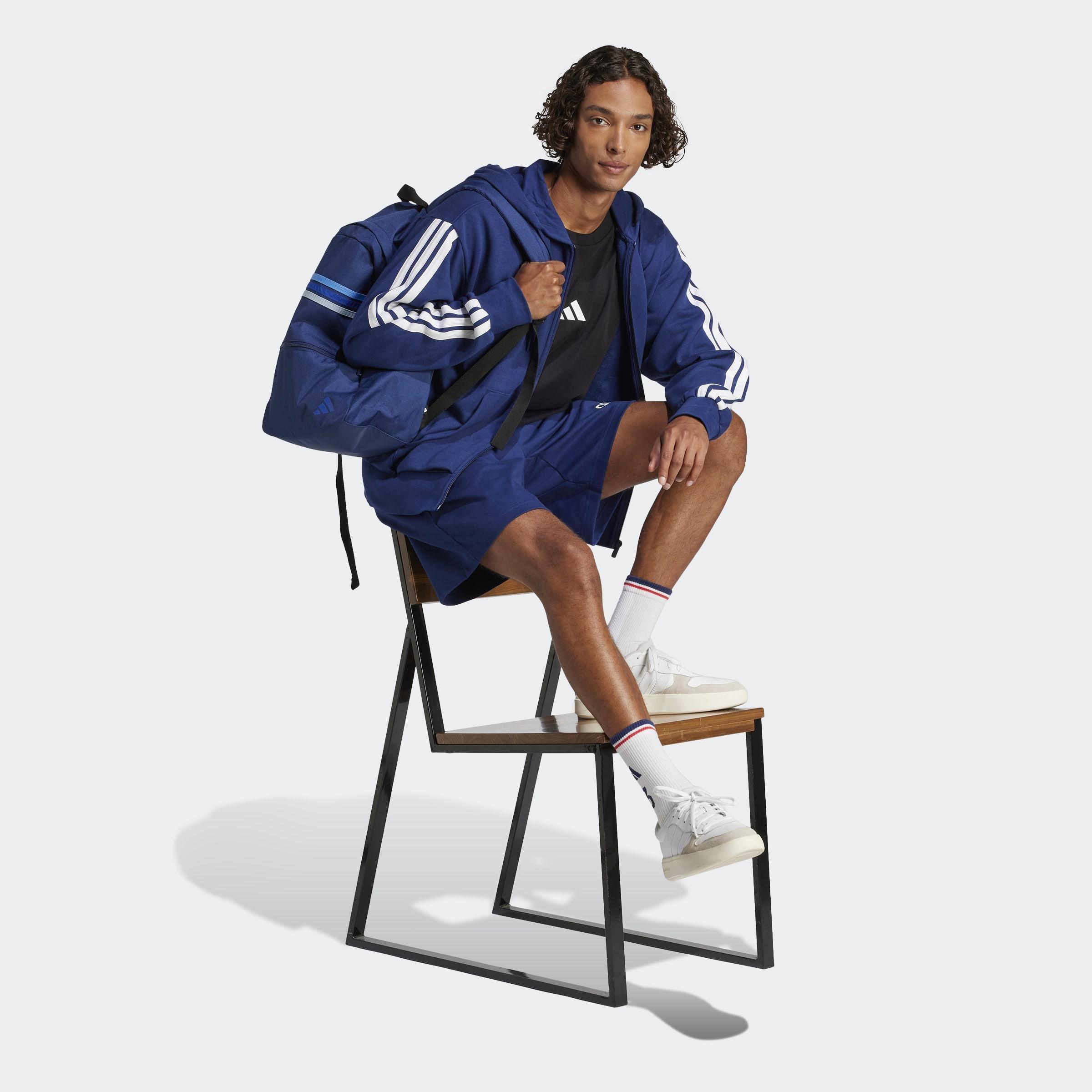 Essentials 3-Stripes French Terry Full-Zip Hoodie, Blue, A701_ONE, large image number 5