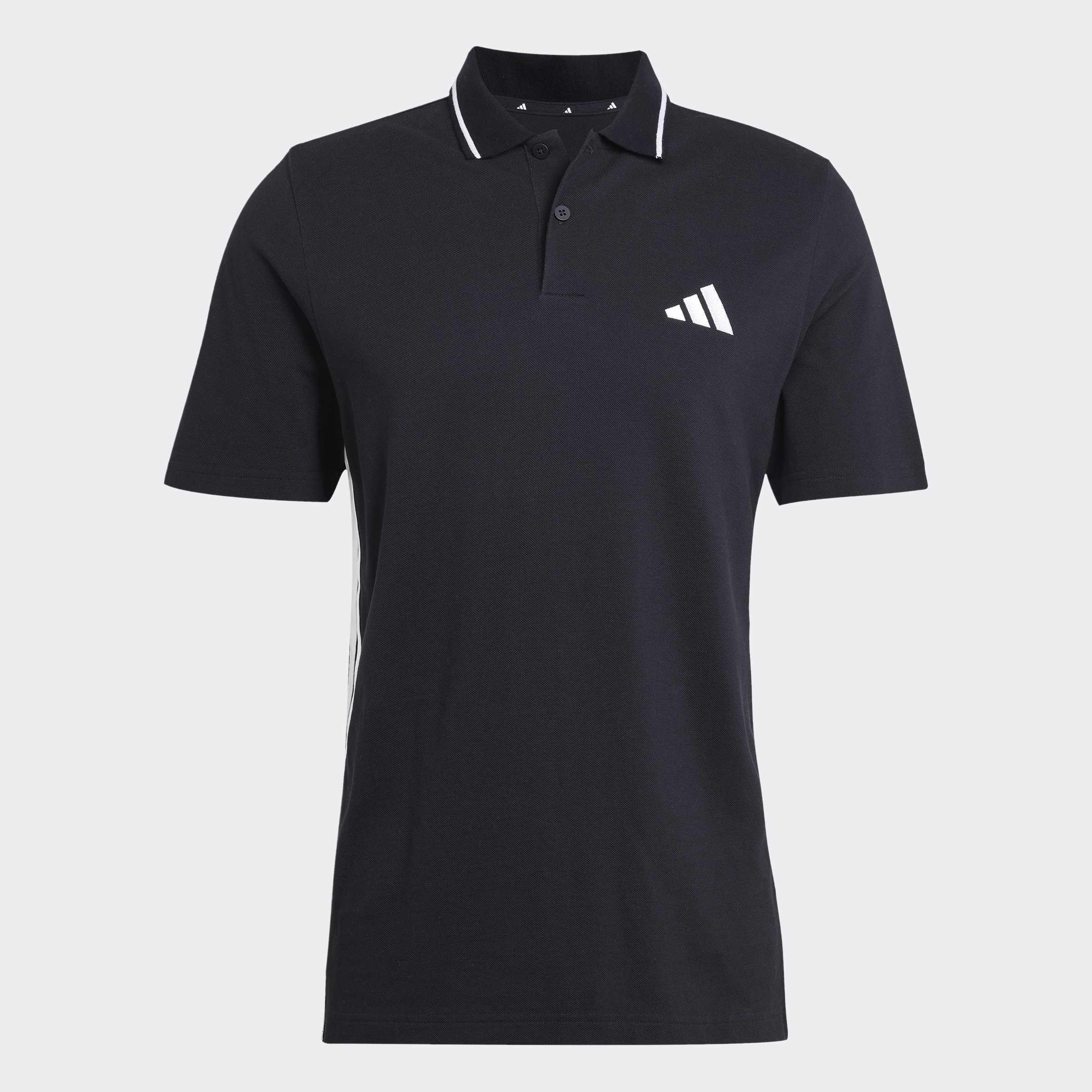 Essentials 3-Stripes Pique Polo Shirt, Black, A701_ONE, large image number 0