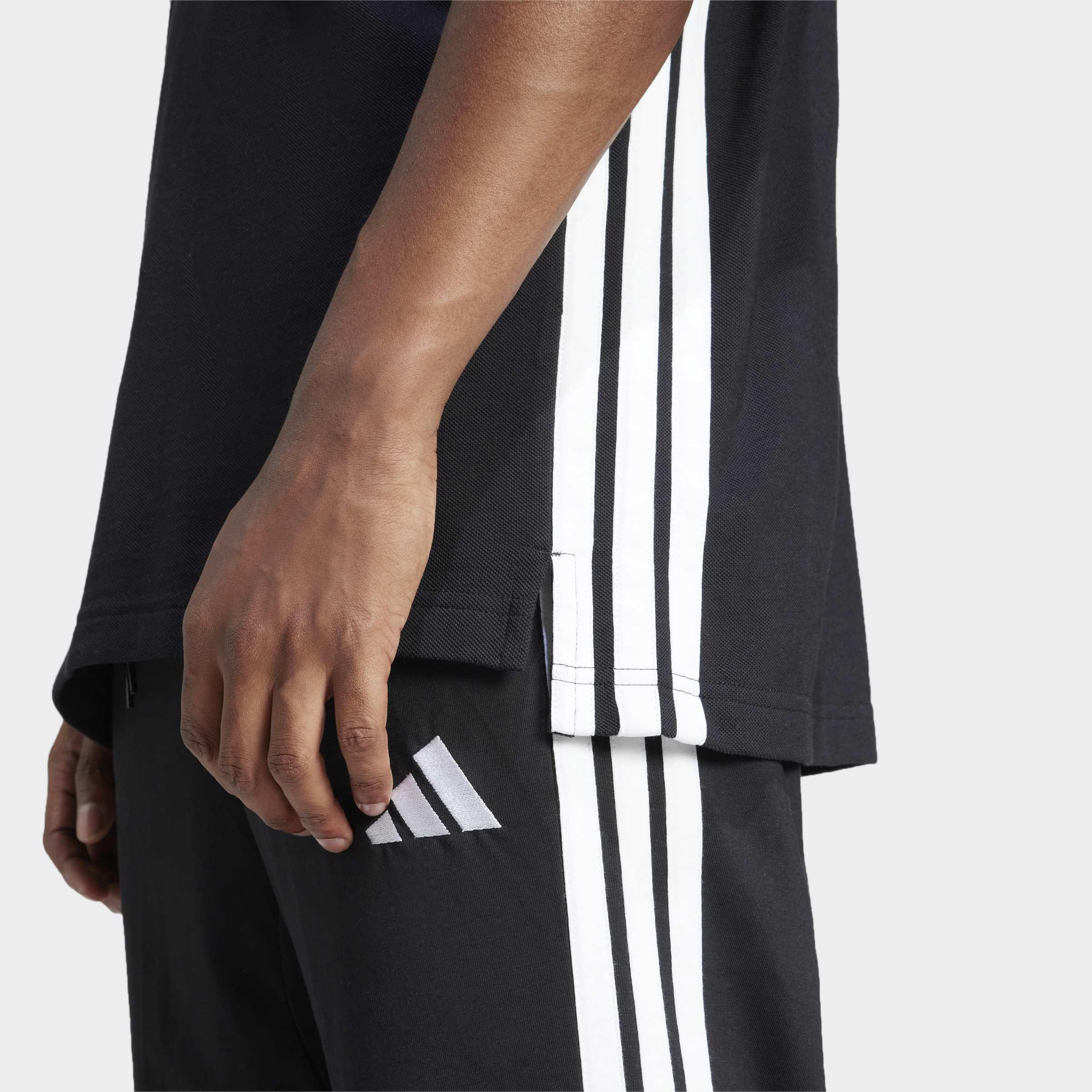 Essentials 3-Stripes Pique Polo Shirt, Black, A701_ONE, large image number 2