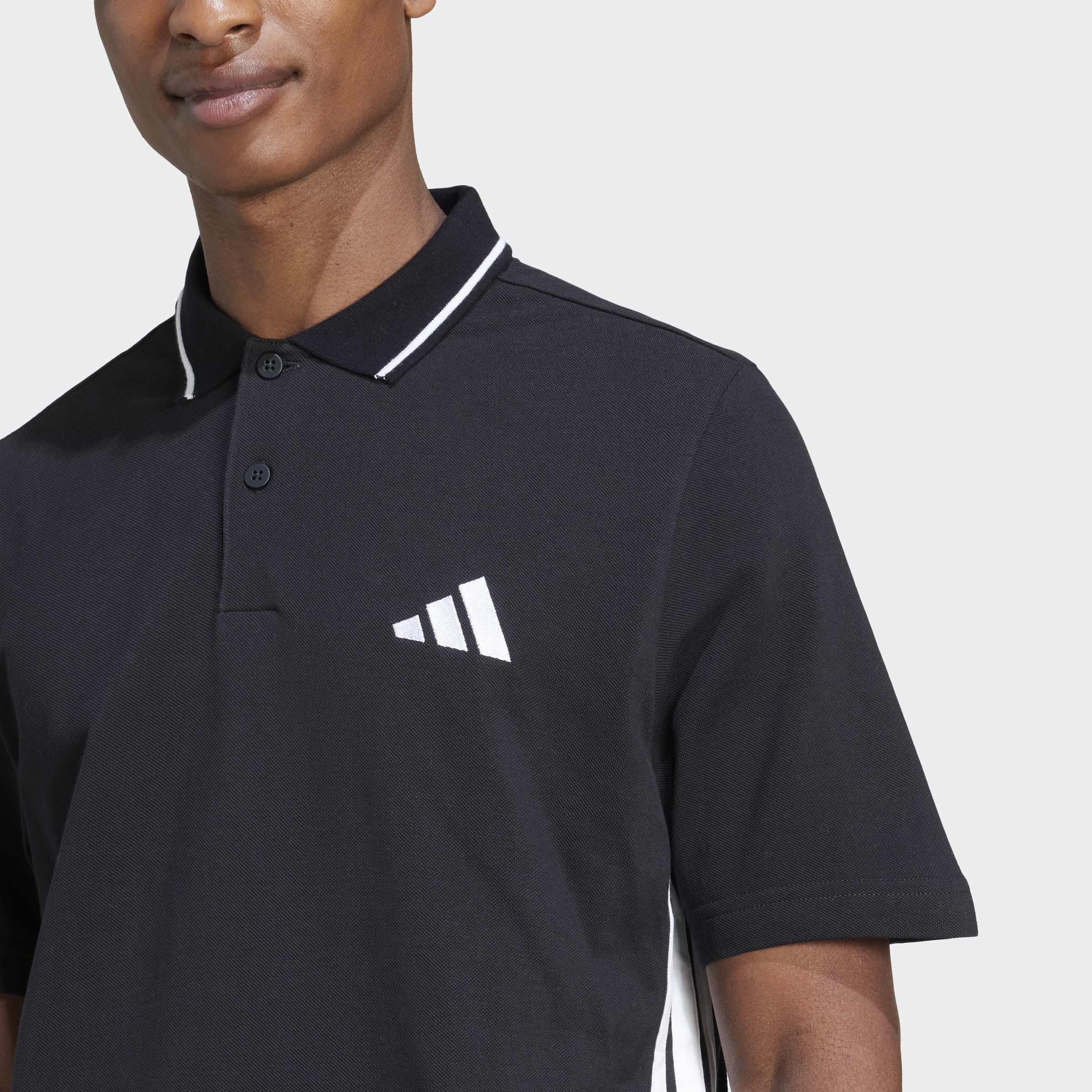 Essentials 3-Stripes Pique Polo Shirt, Black, A701_ONE, large image number 3