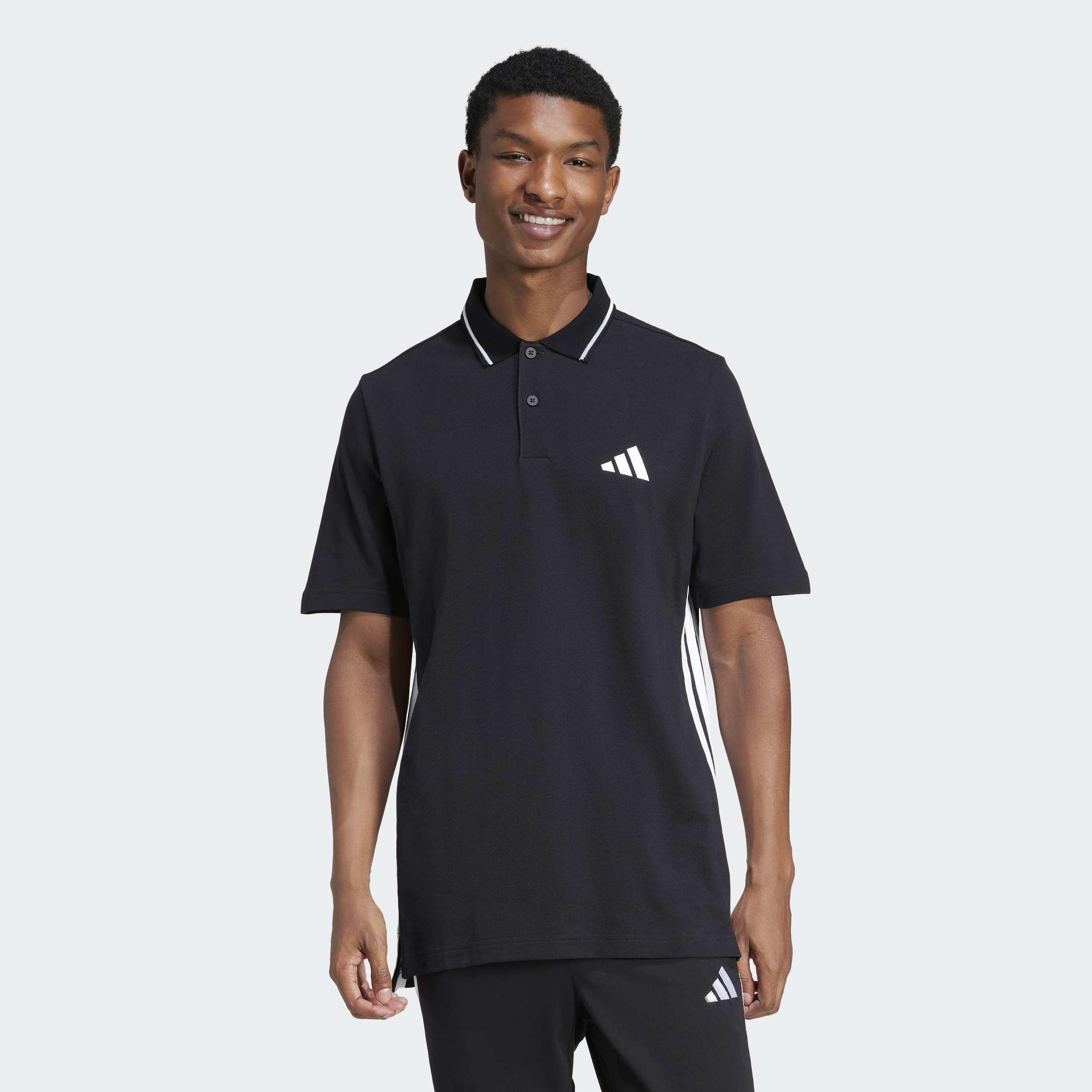 Essentials 3-Stripes Pique Polo Shirt, Black, A701_ONE, large image number 4