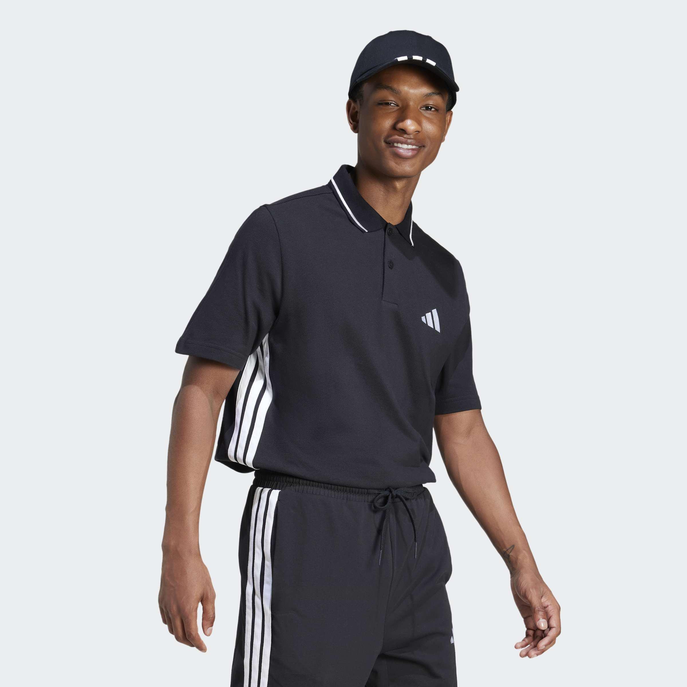 Essentials 3-Stripes Pique Polo Shirt, Black, A701_ONE, large image number 4