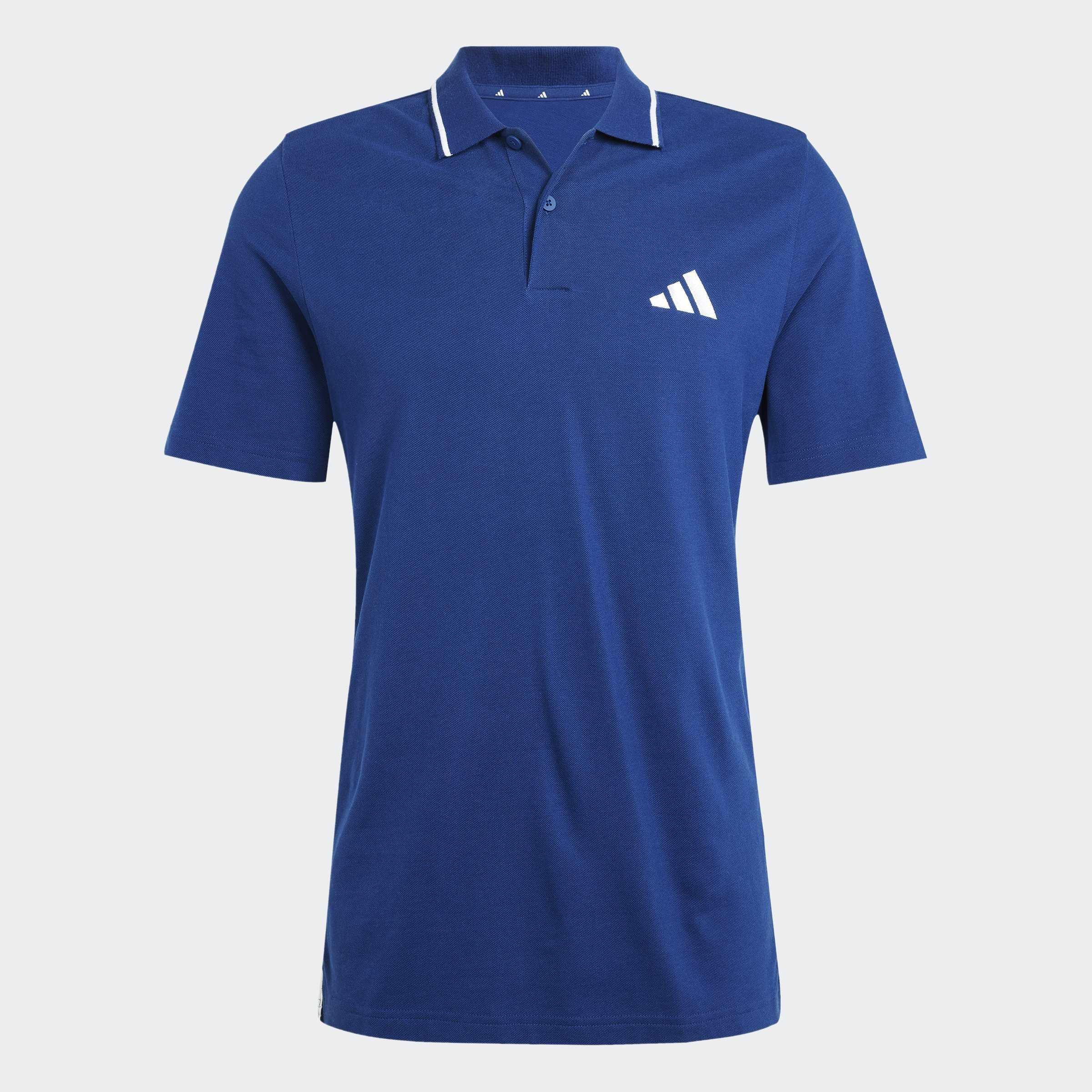 Essentials 3-Stripes Pique Polo Shirt, Blue, A701_ONE, large image number 0