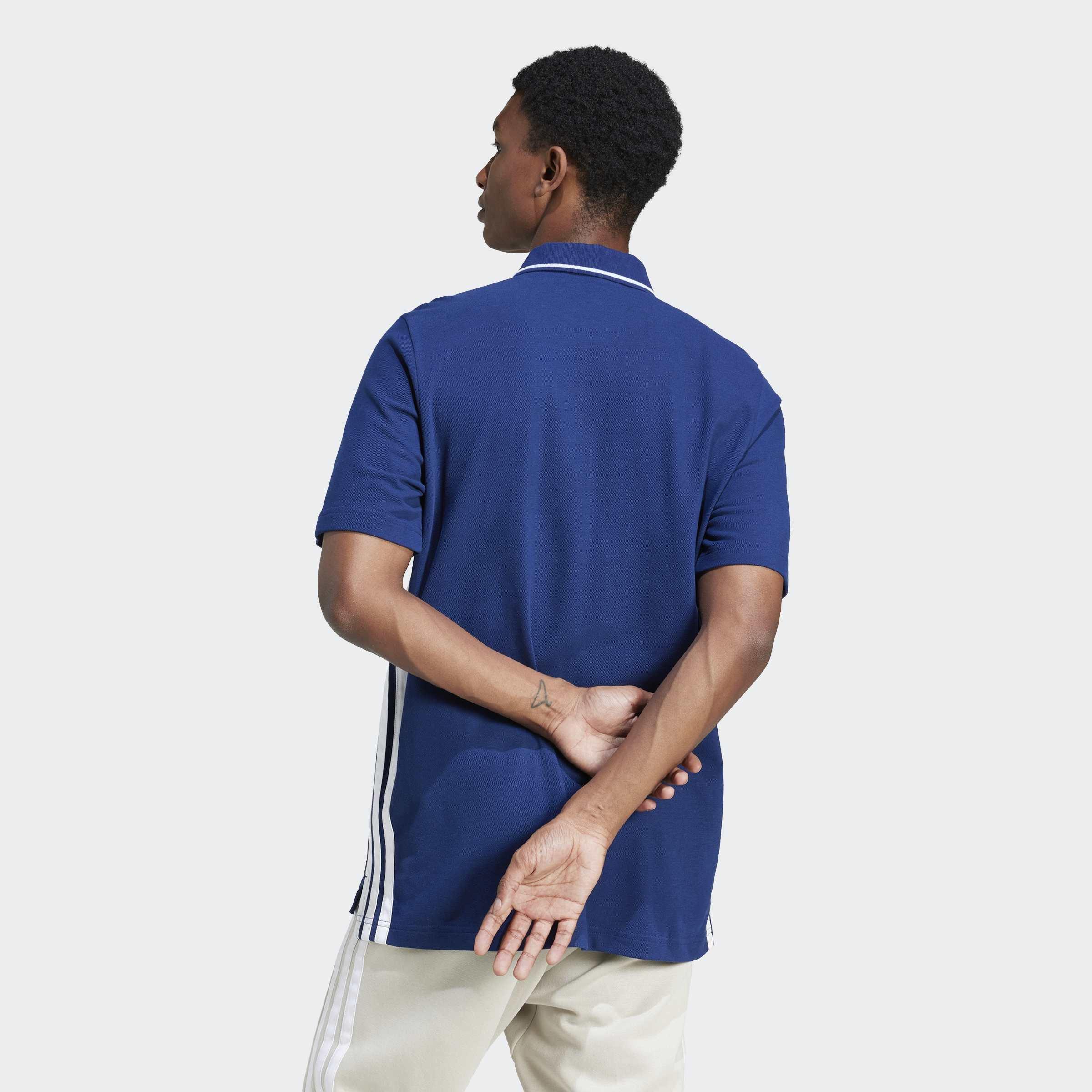 Essentials 3-Stripes Pique Polo Shirt, Blue, A701_ONE, large image number 1