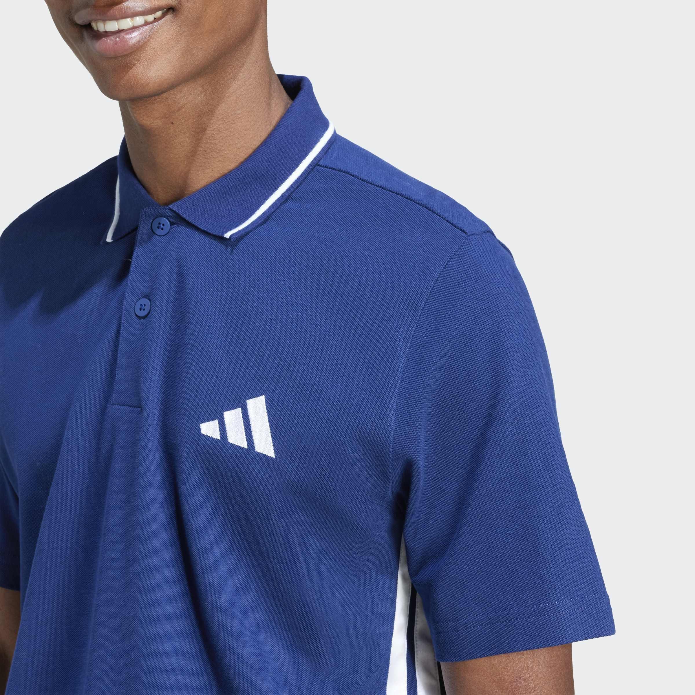 Essentials 3-Stripes Pique Polo Shirt, Blue, A701_ONE, large image number 2