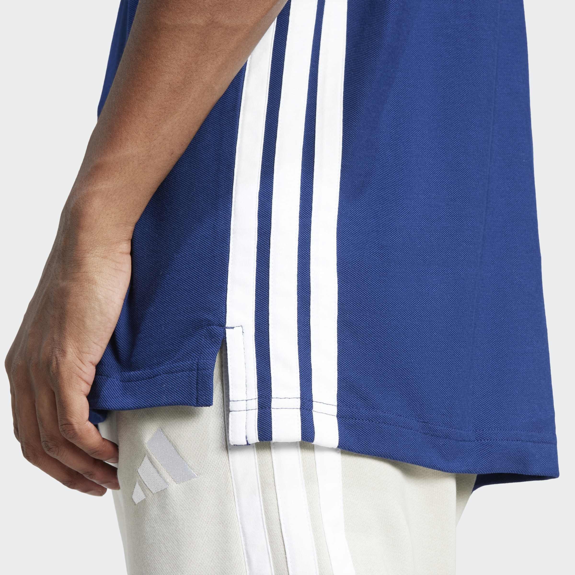 Essentials 3-Stripes Pique Polo Shirt, Blue, A701_ONE, large image number 3