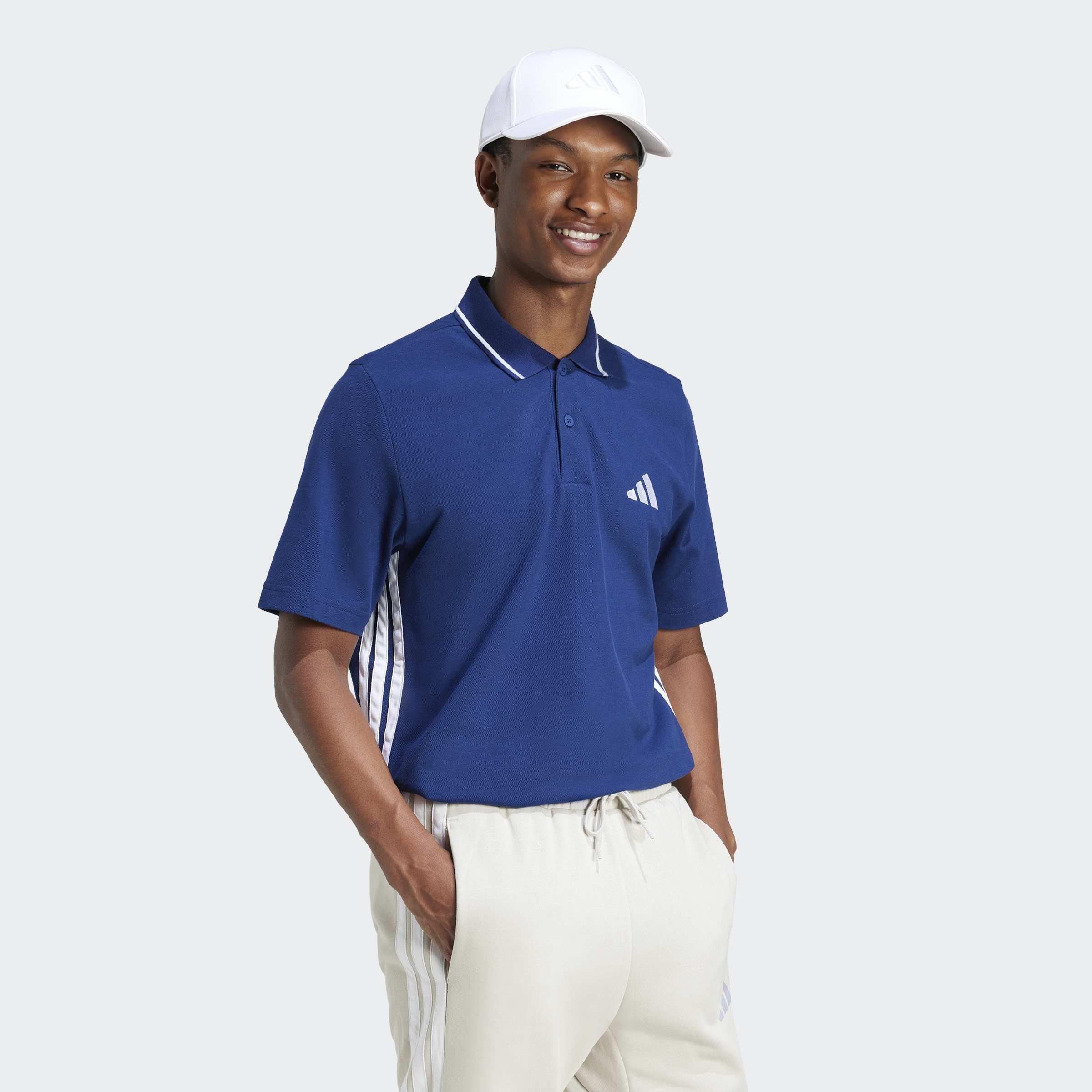 Essentials 3-Stripes Pique Polo Shirt, Blue, A701_ONE, large image number 5