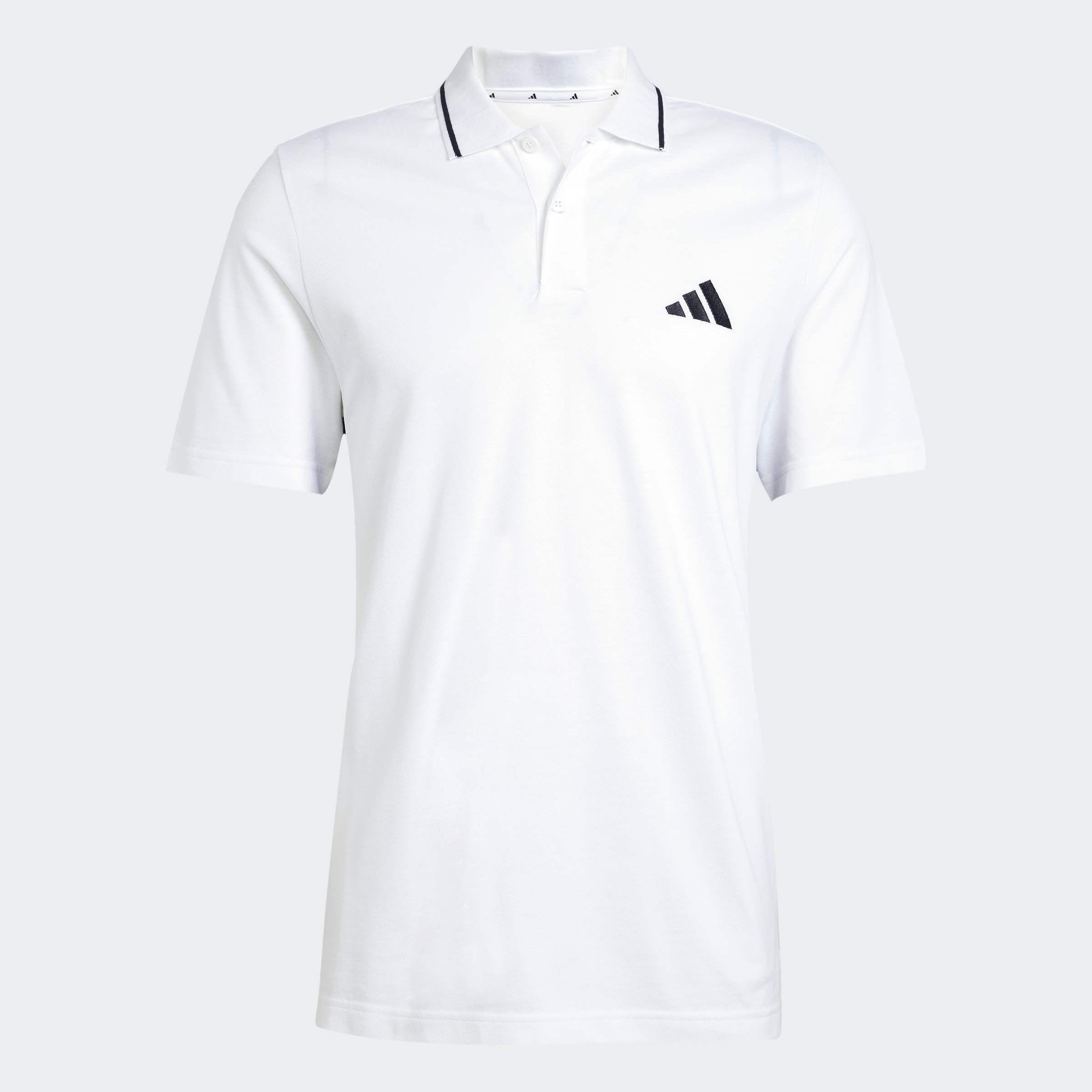 Essentials 3-Stripes Pique Polo Shirt, White, A701_ONE, large image number 0