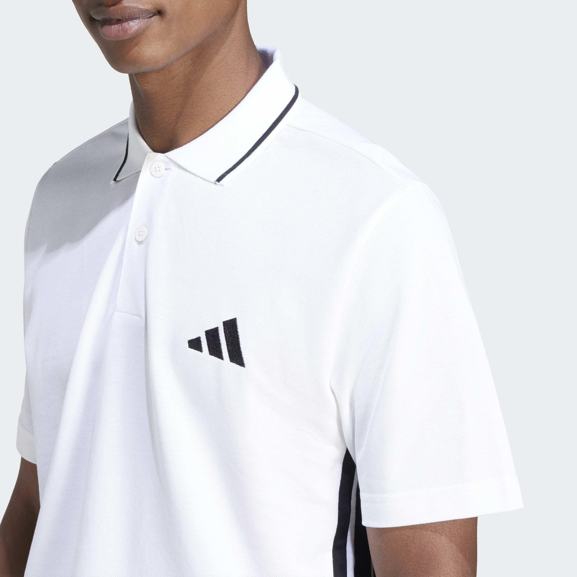 Essentials 3-Stripes Pique Polo Shirt, White, A701_ONE, large image number 2