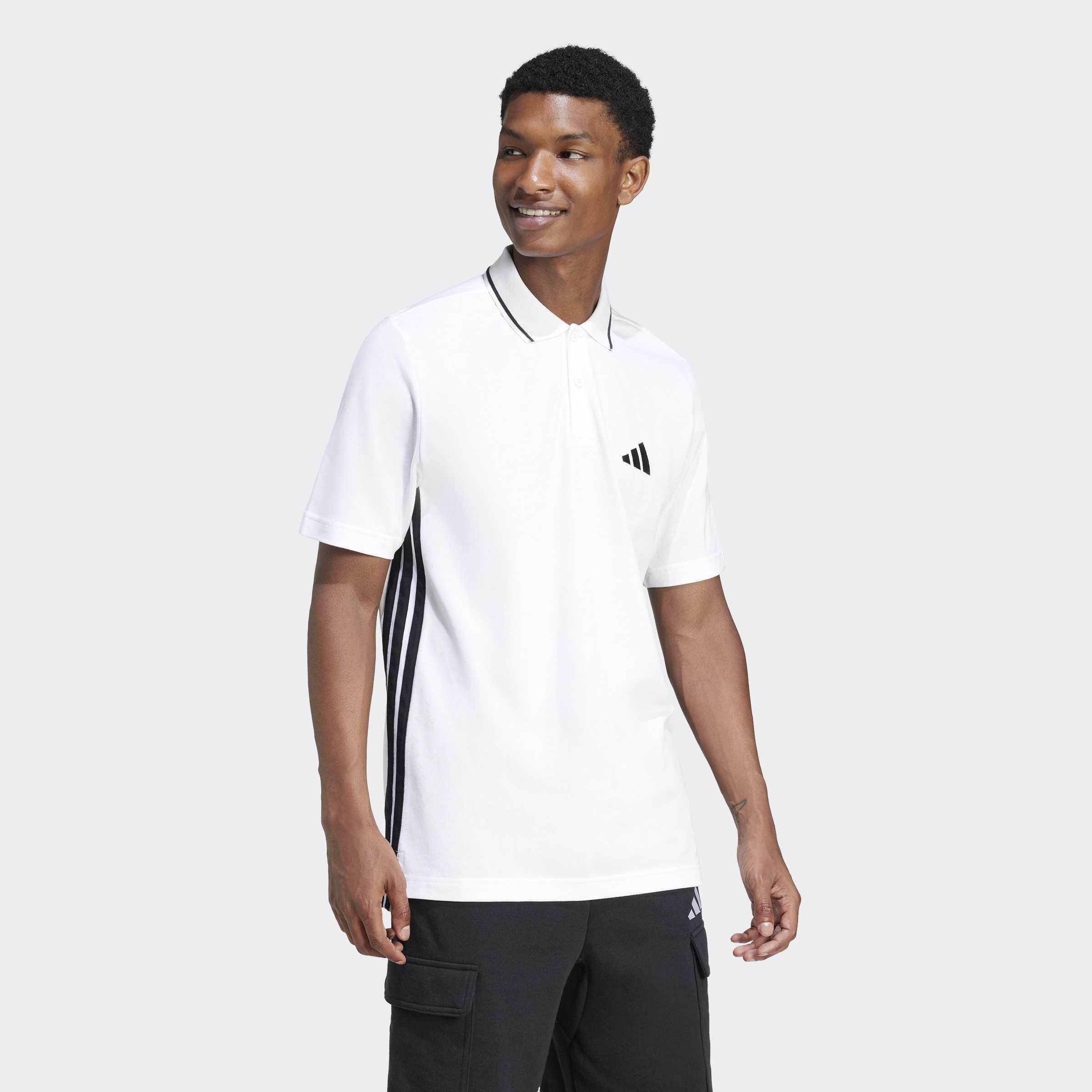 Essentials 3-Stripes Pique Polo Shirt, White, A701_ONE, large image number 4