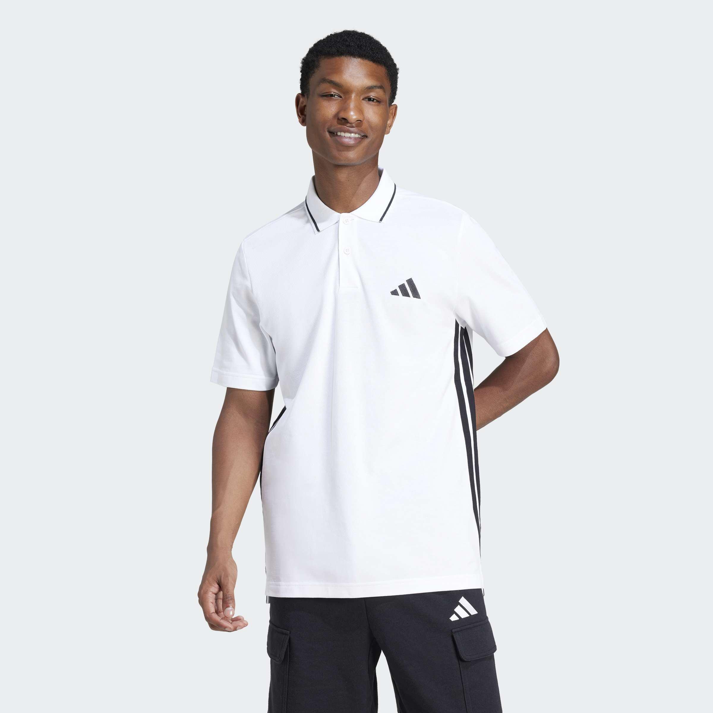Essentials 3-Stripes Pique Polo Shirt, White, A701_ONE, large image number 5