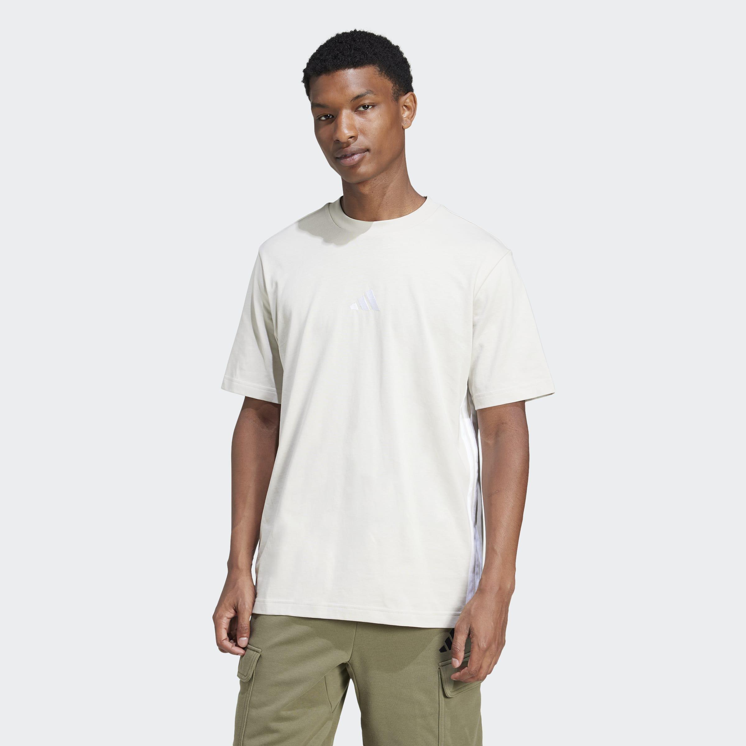 Essentials 3-Stripes Single Jersey T-Shirt, Beige, A701_ONE, large image number 4