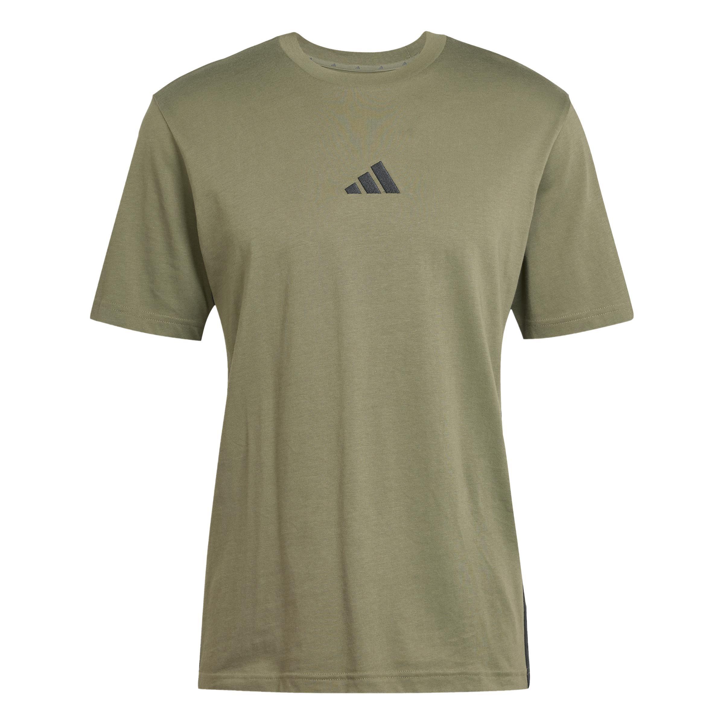 Essentials 3-Stripes Single Jersey T-Shirt, Green, A701_ONE, large image number 0
