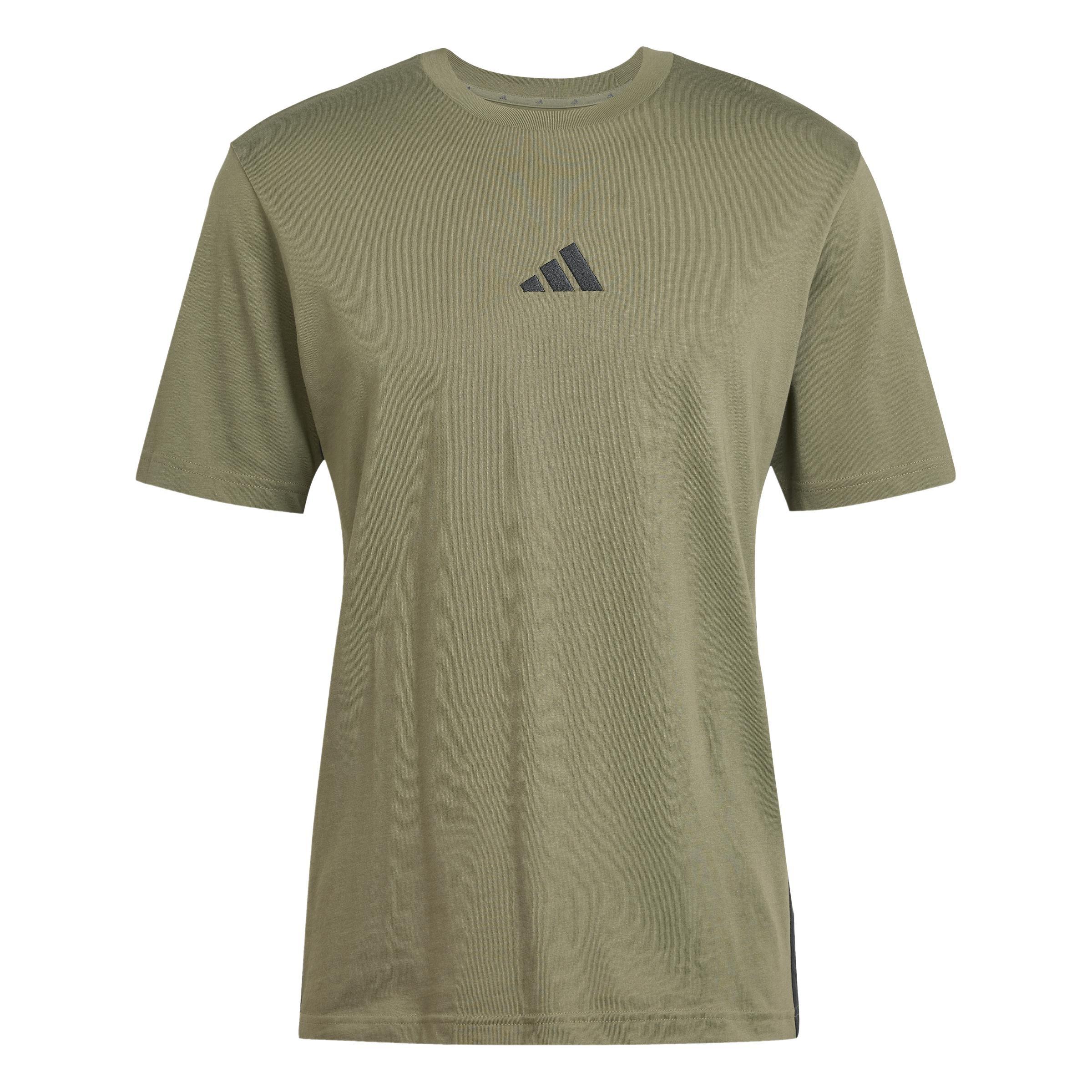 Essentials 3-Stripes Single Jersey T-Shirt, Green, A701_ONE, large image number 1