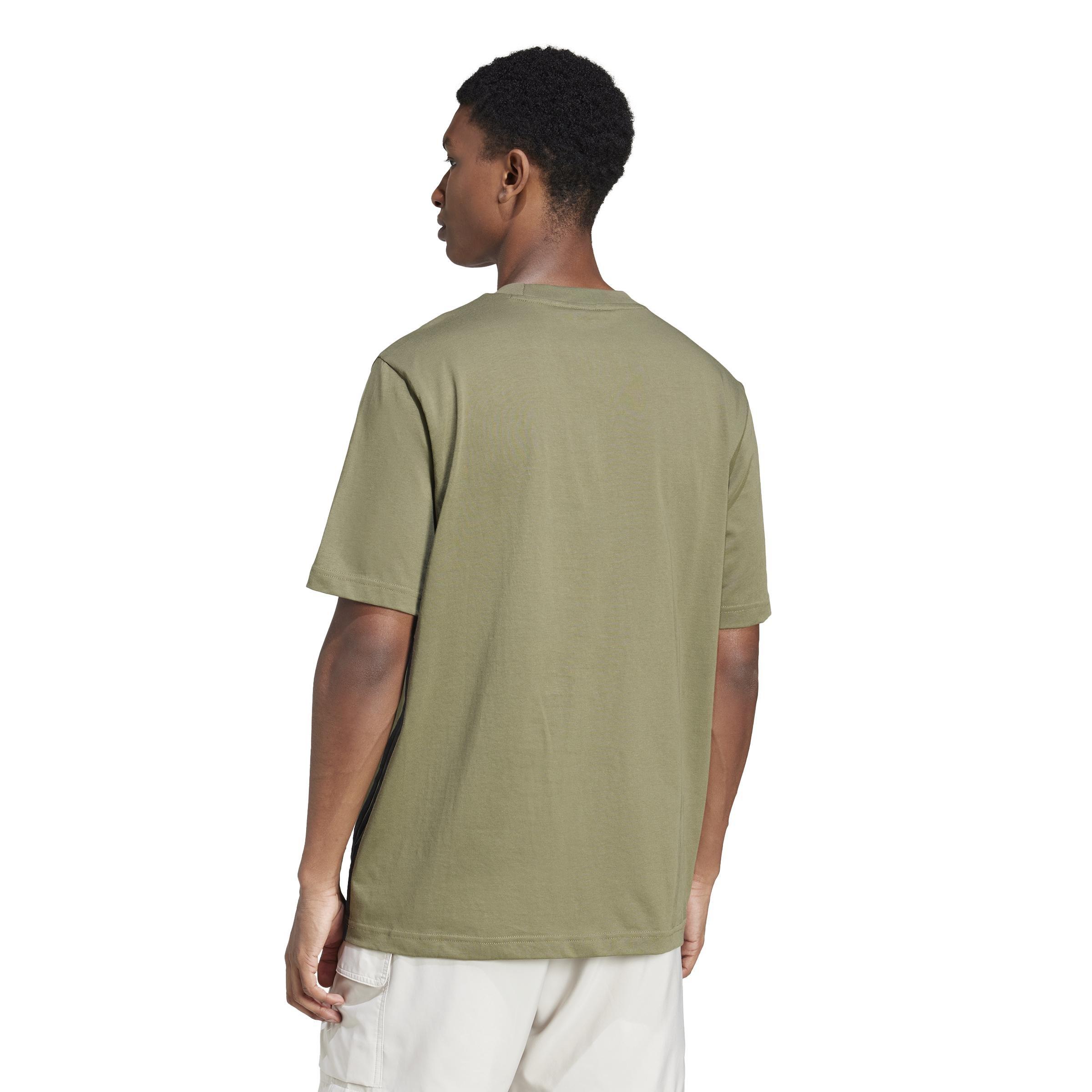 Essentials 3-Stripes Single Jersey T-Shirt, Green, A701_ONE, large image number 2