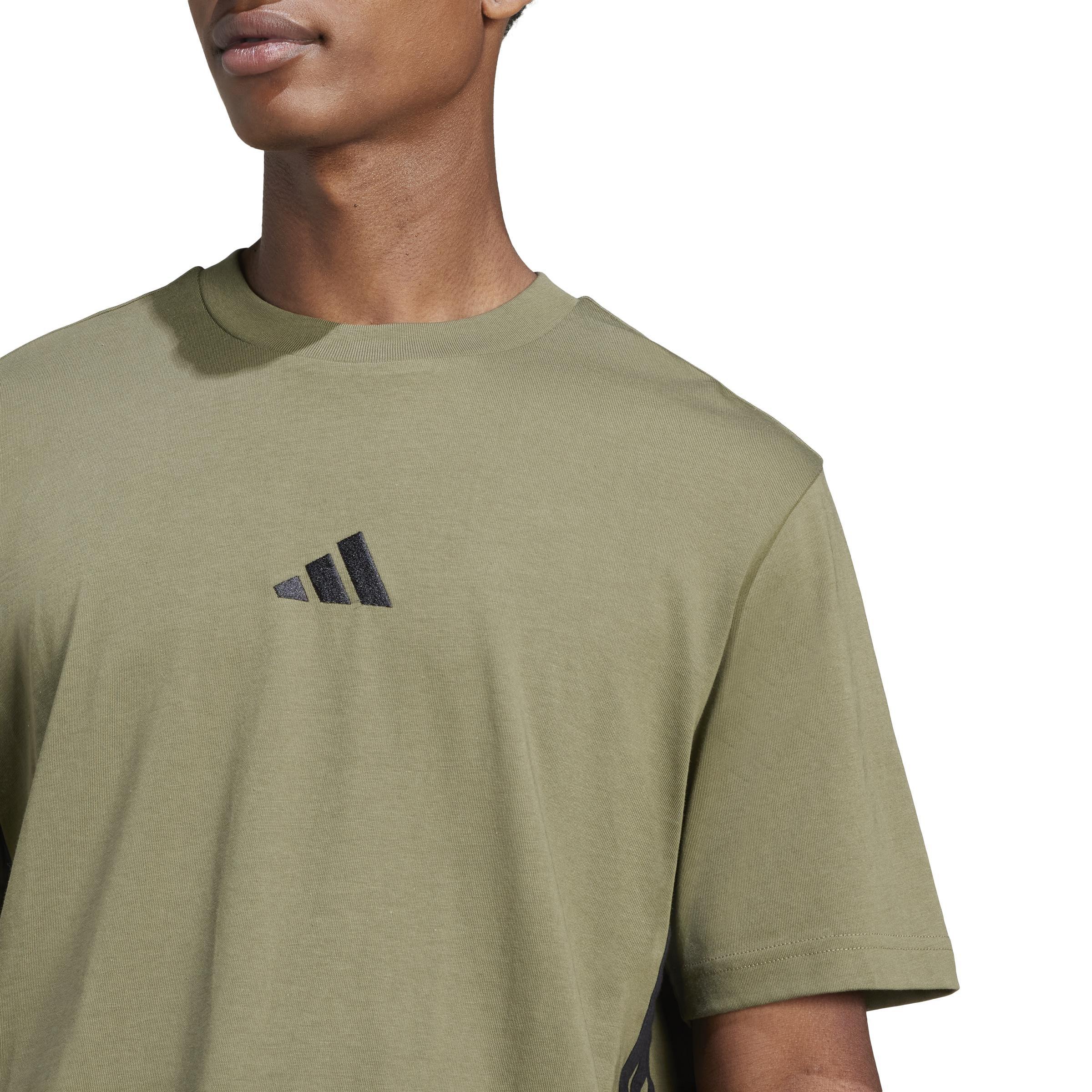 Essentials 3-Stripes Single Jersey T-Shirt, Green, A701_ONE, large image number 4