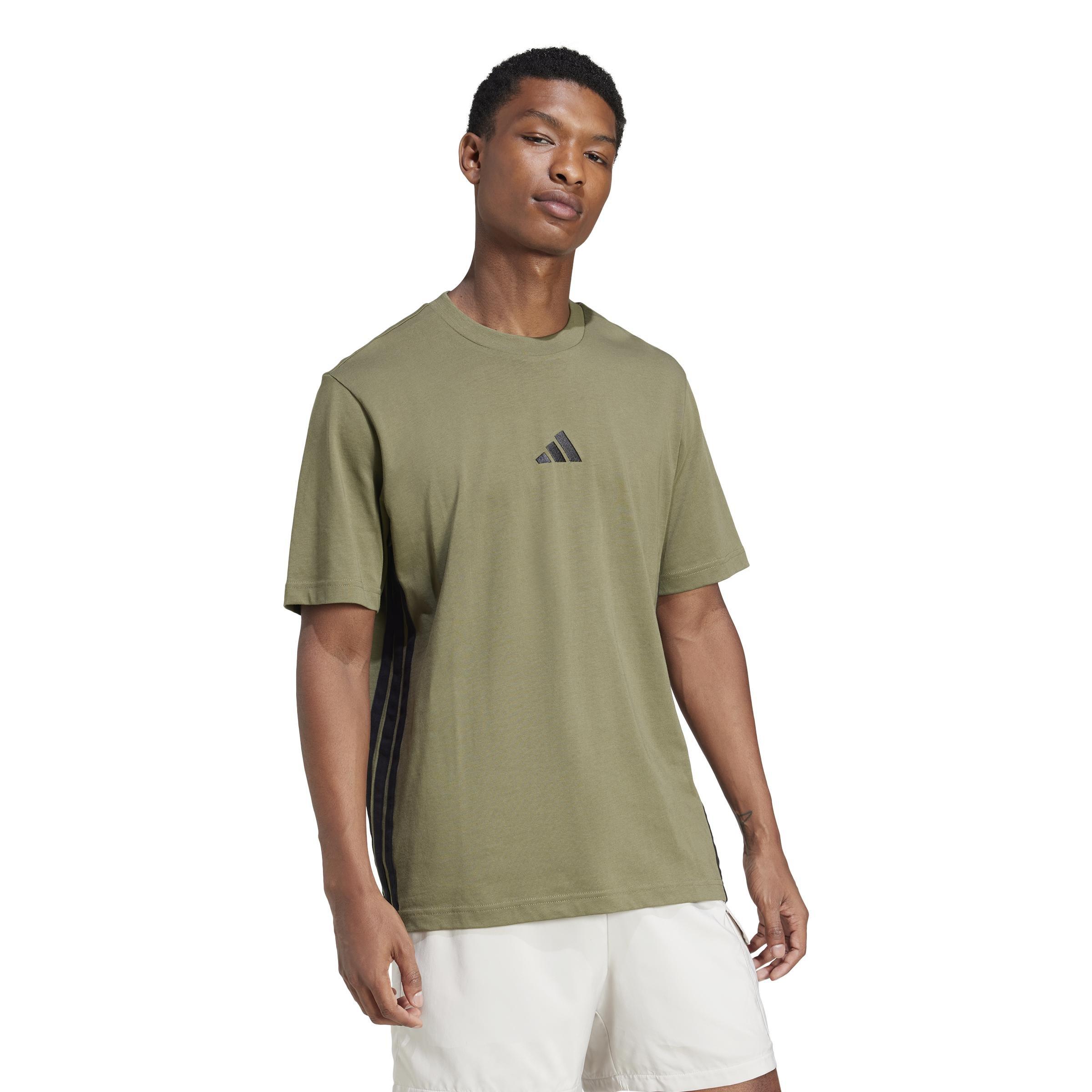 Essentials 3-Stripes Single Jersey T-Shirt, Green, A701_ONE, large image number 5