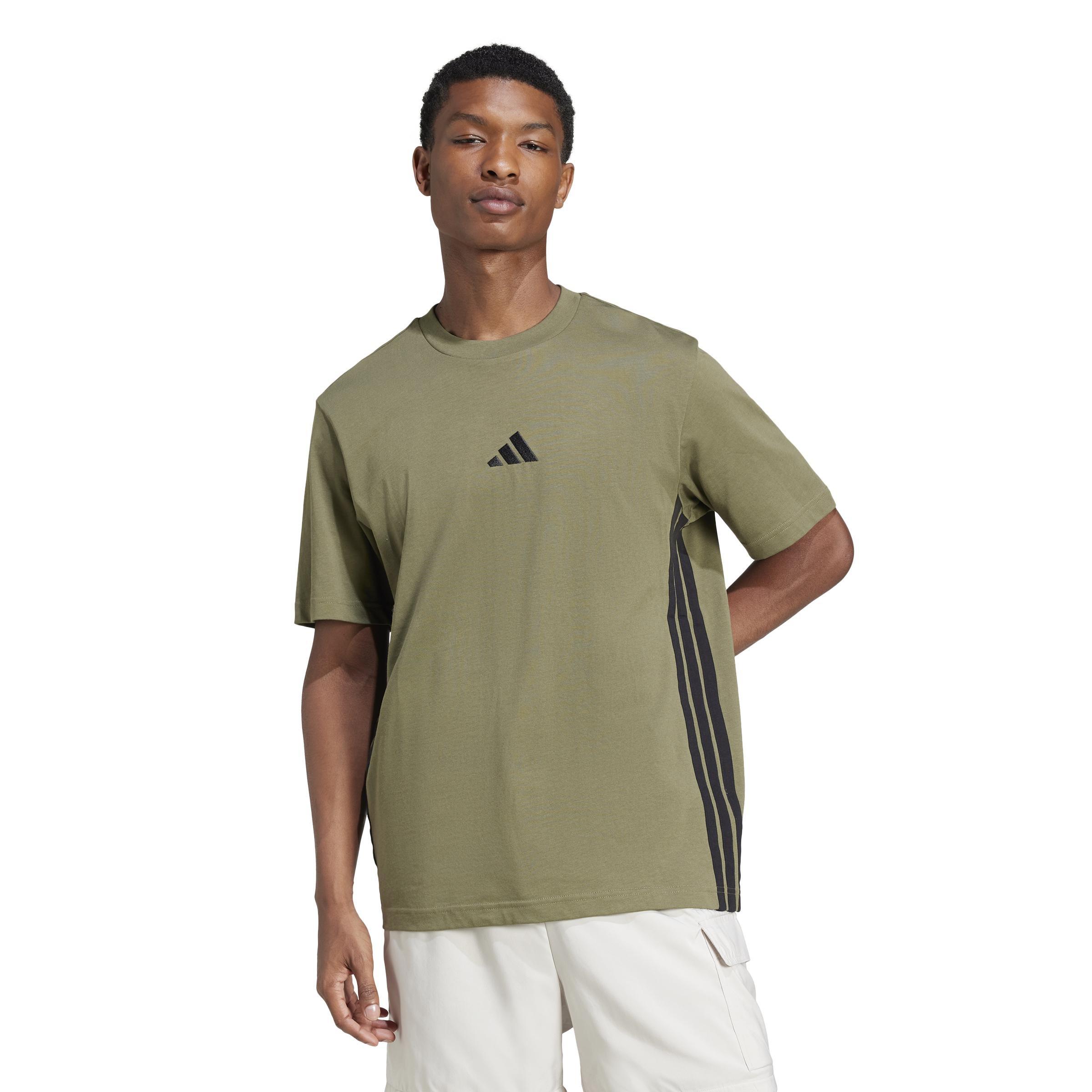 Essentials 3-Stripes Single Jersey T-Shirt, Green, A701_ONE, large image number 6