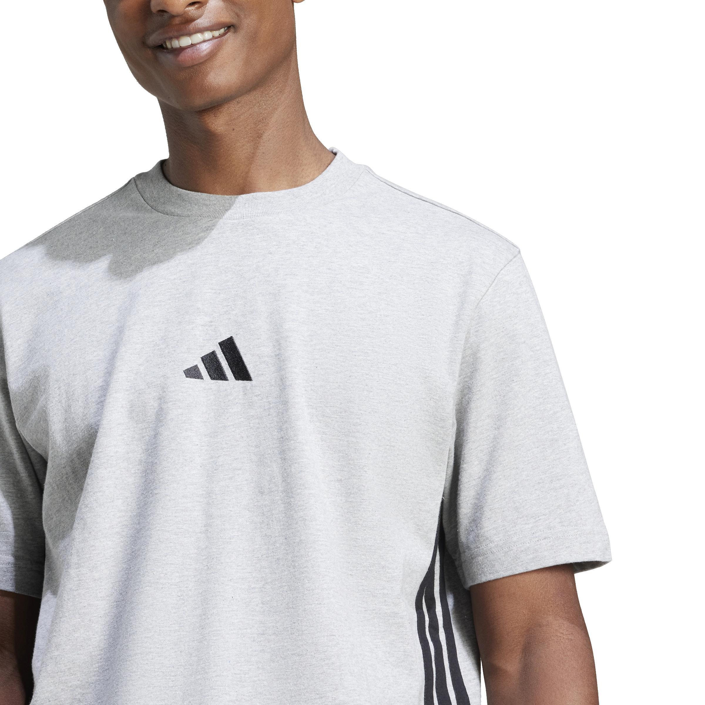 Essentials 3-Stripes Single Jersey T-Shirt, Grey, , large image number 4