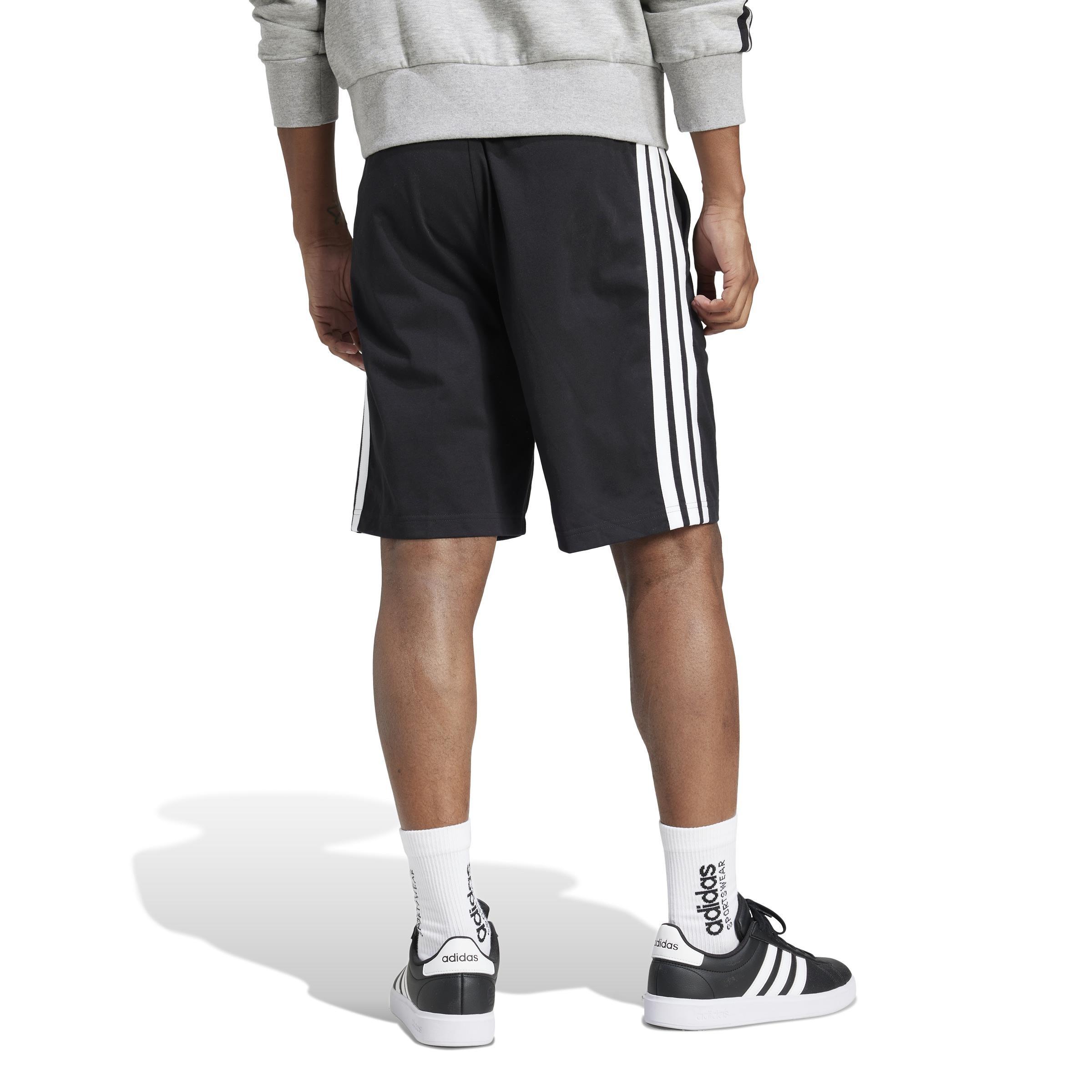 Essential 3-Stripes Single Jersey Shorts 10-Inch, Black, A701_ONE, large image number 1