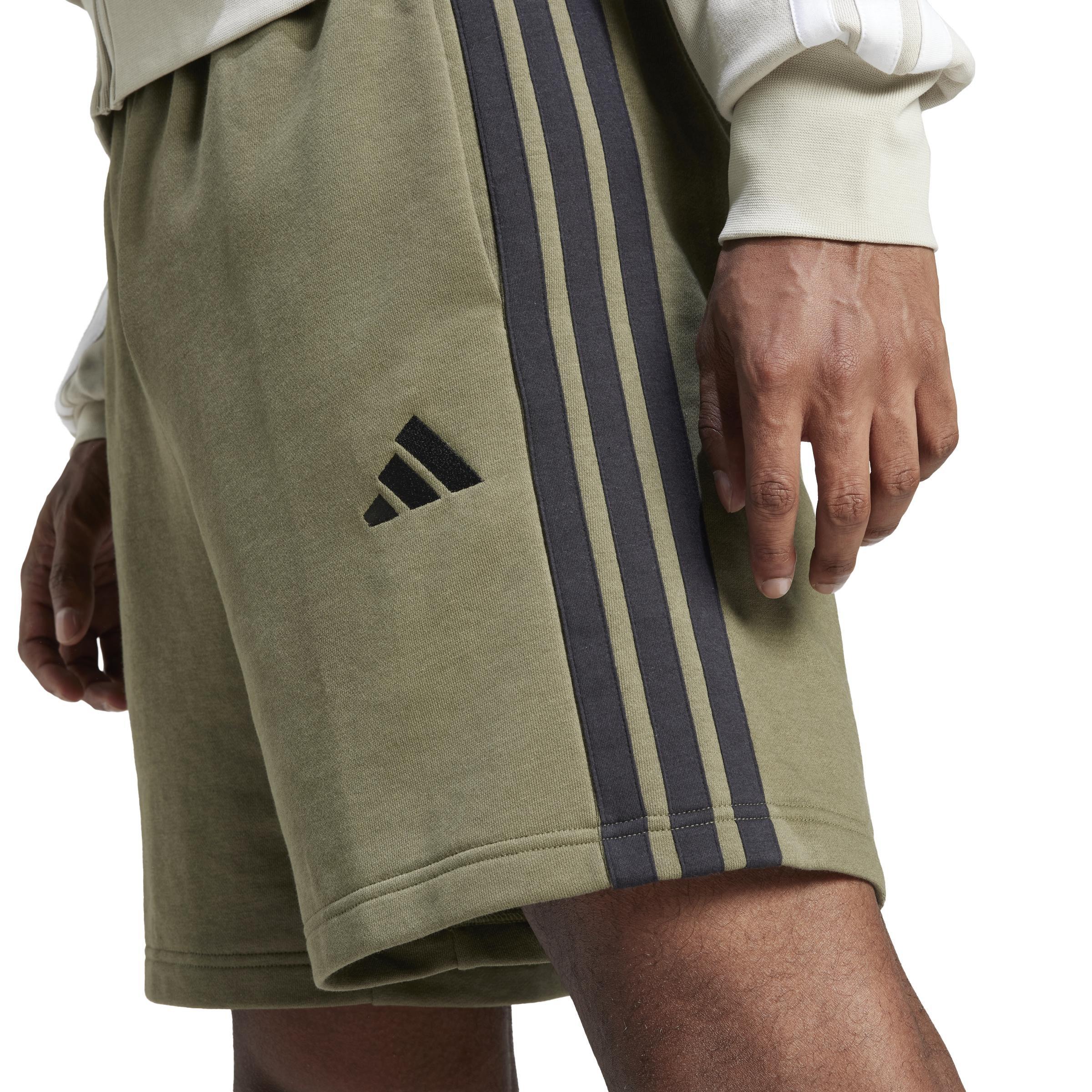 Essential 3-Stripes French Terry Shorts, Green, , large image number 4