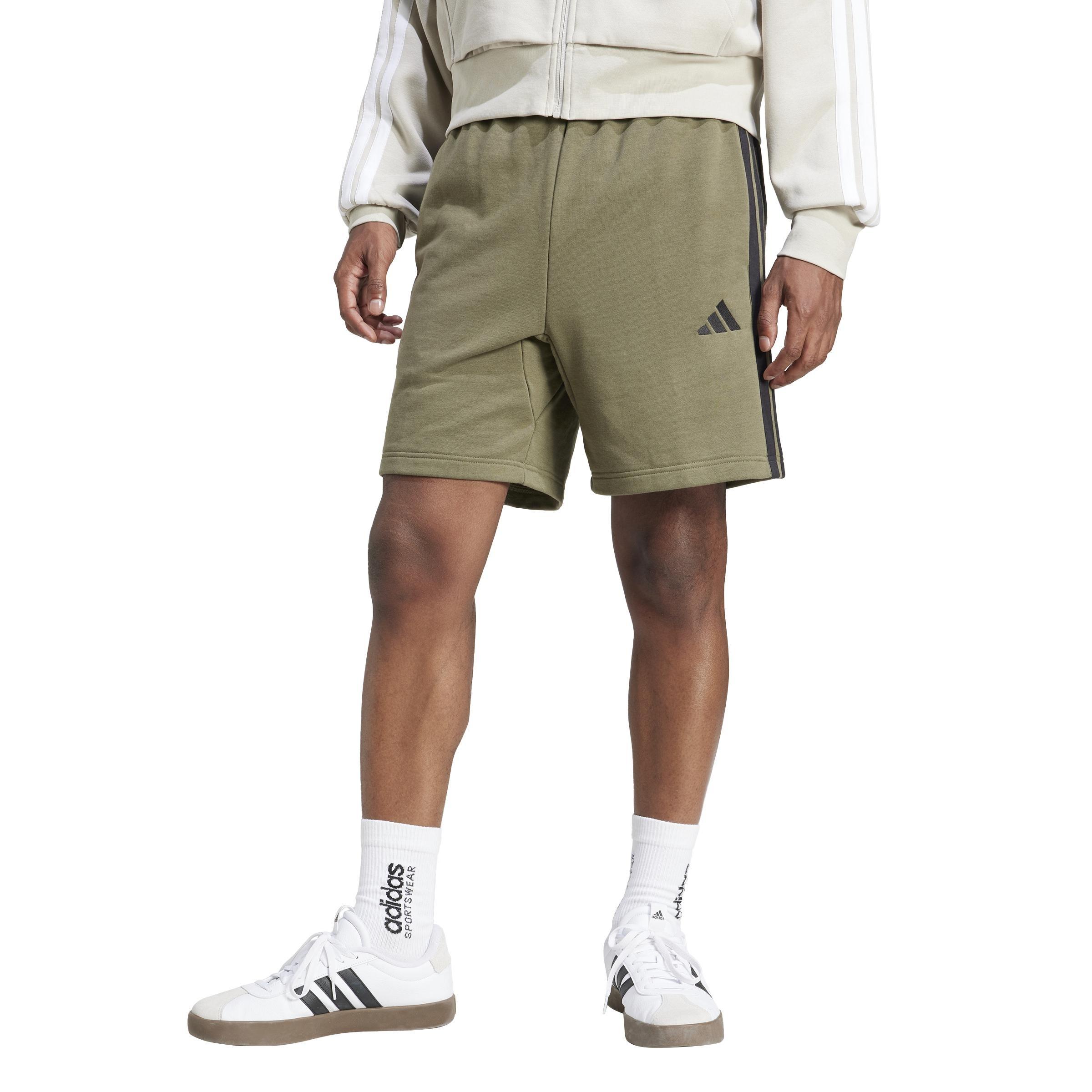 Essential 3-Stripes French Terry Shorts, Green, , large image number 7