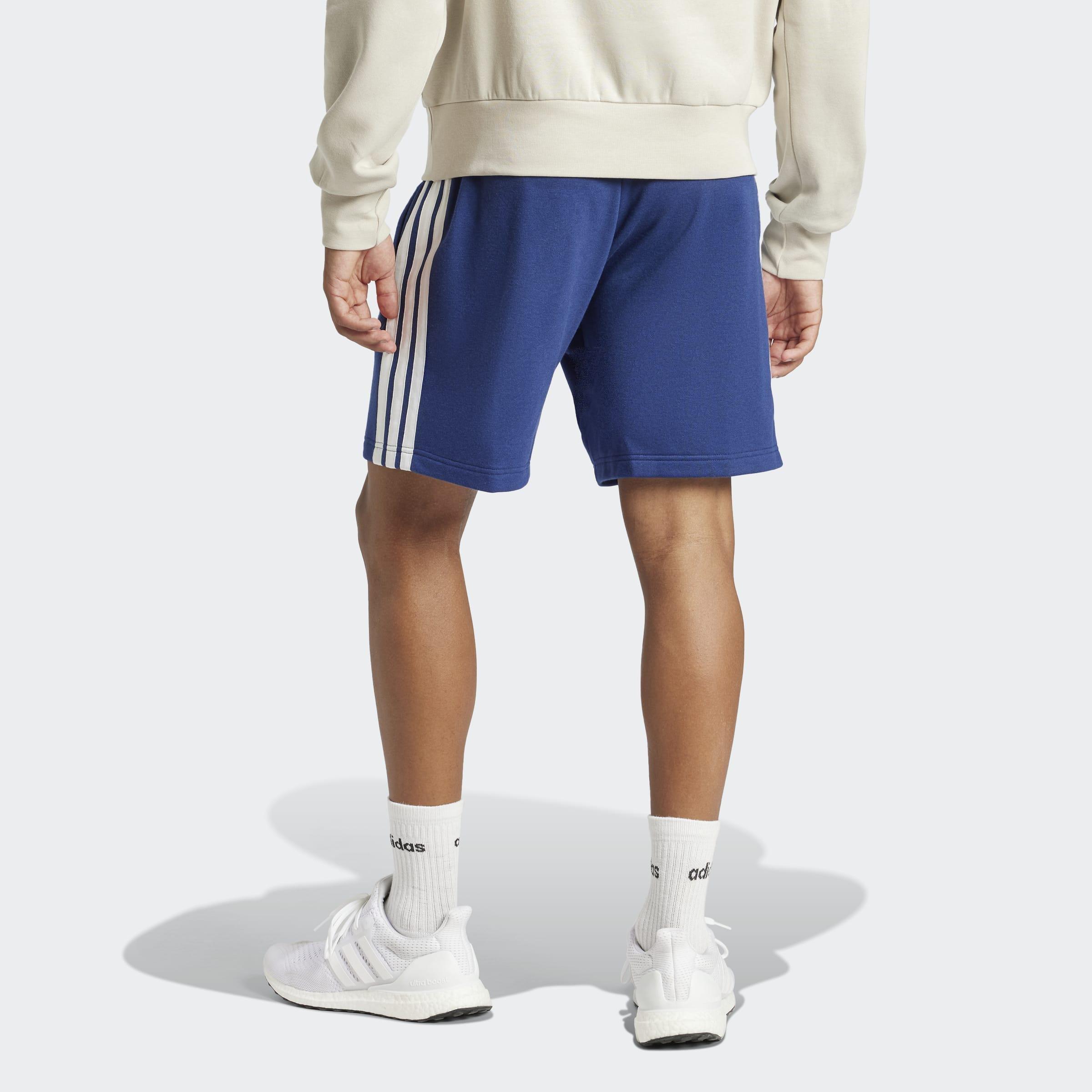 Essential 3-Stripes French Terry Shorts, Blue